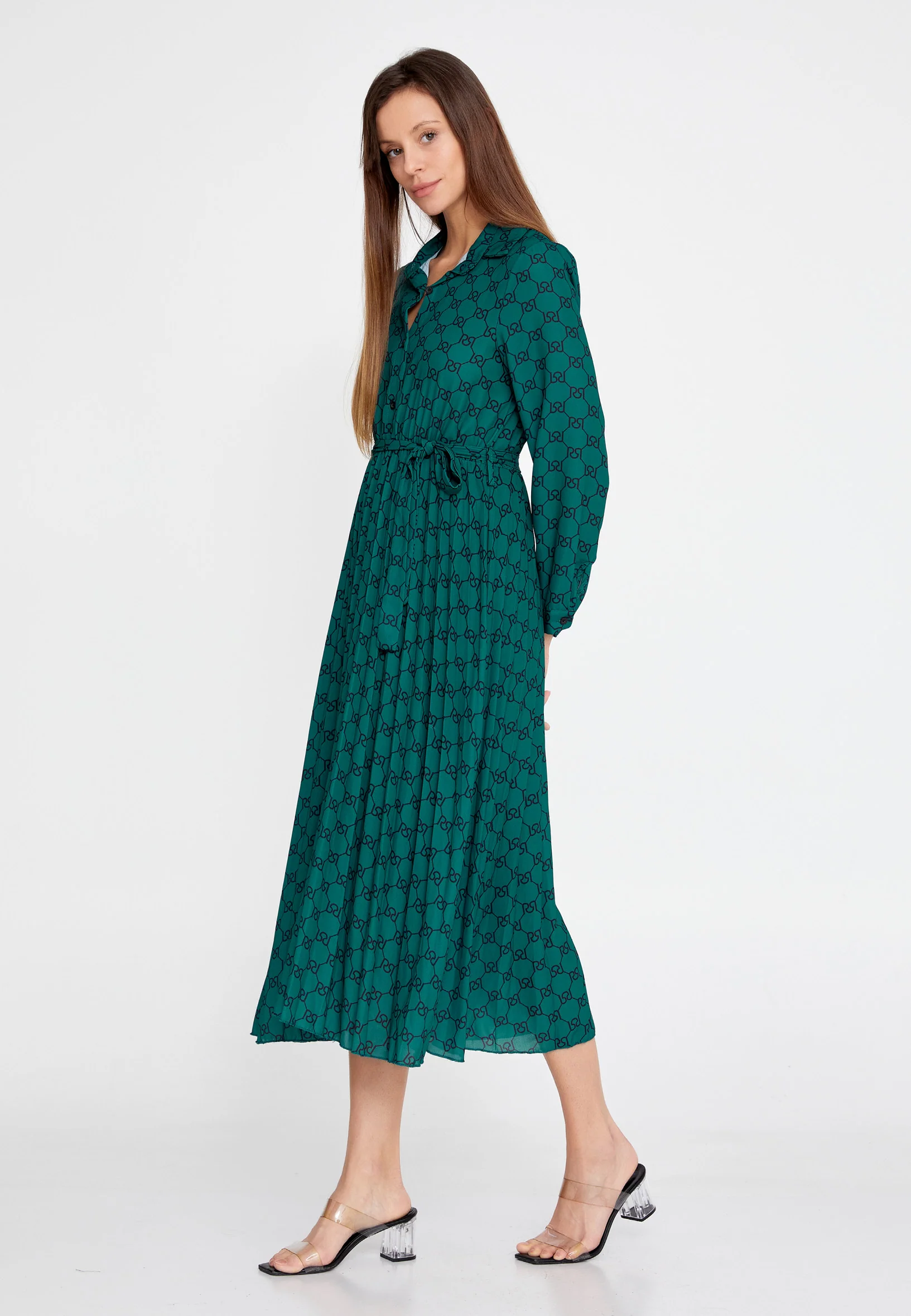 Long Sleeve Maxi Crepe Column Regular Casual Dress esldw71 - Image 15