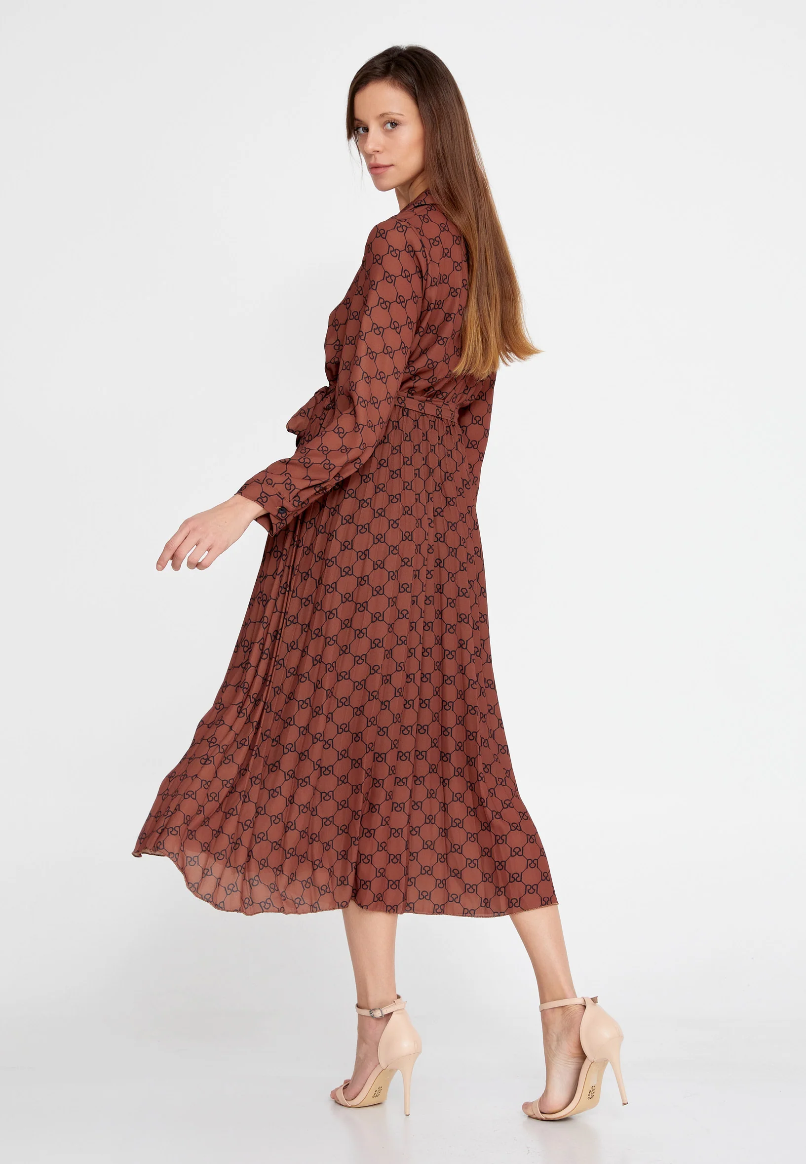 Long Sleeve Maxi Crepe Column Regular Casual Dress esldw71 - Image 6