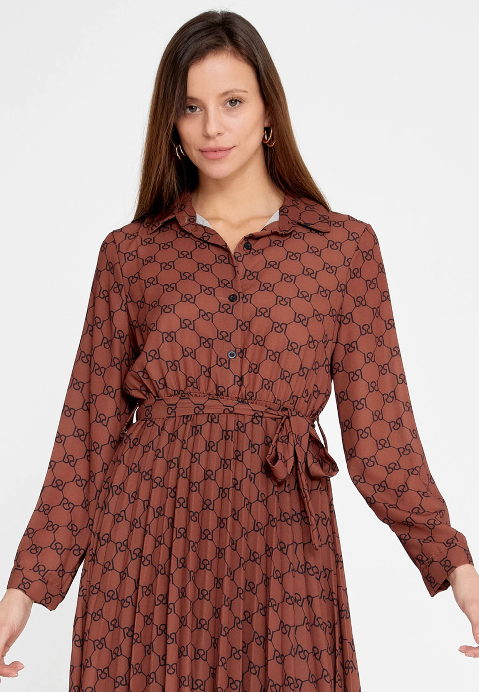 Long Sleeve Maxi Crepe Column Regular Casual Dress esldw71 - Image 8