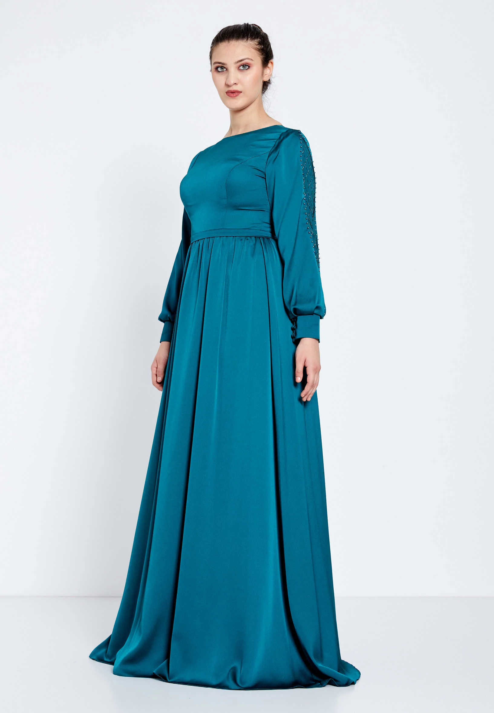Long Sleeve Maxi Crepe Column Regular Evening Dress efl20248 - Image 11