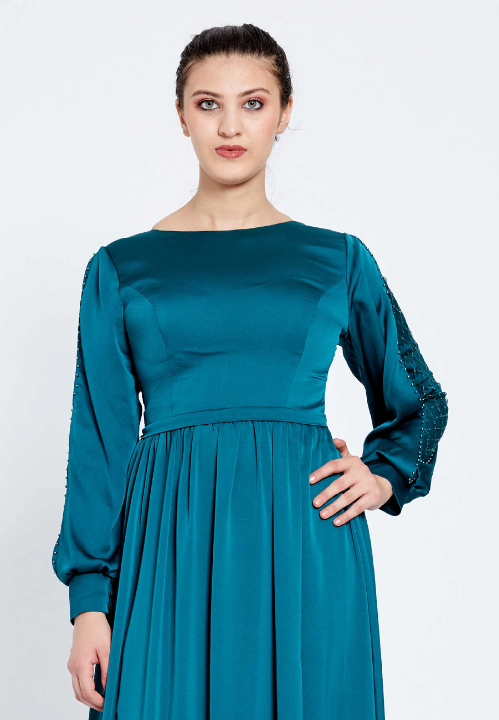 Long Sleeve Maxi Crepe Column Regular Evening Dress efl20248 - Image 12