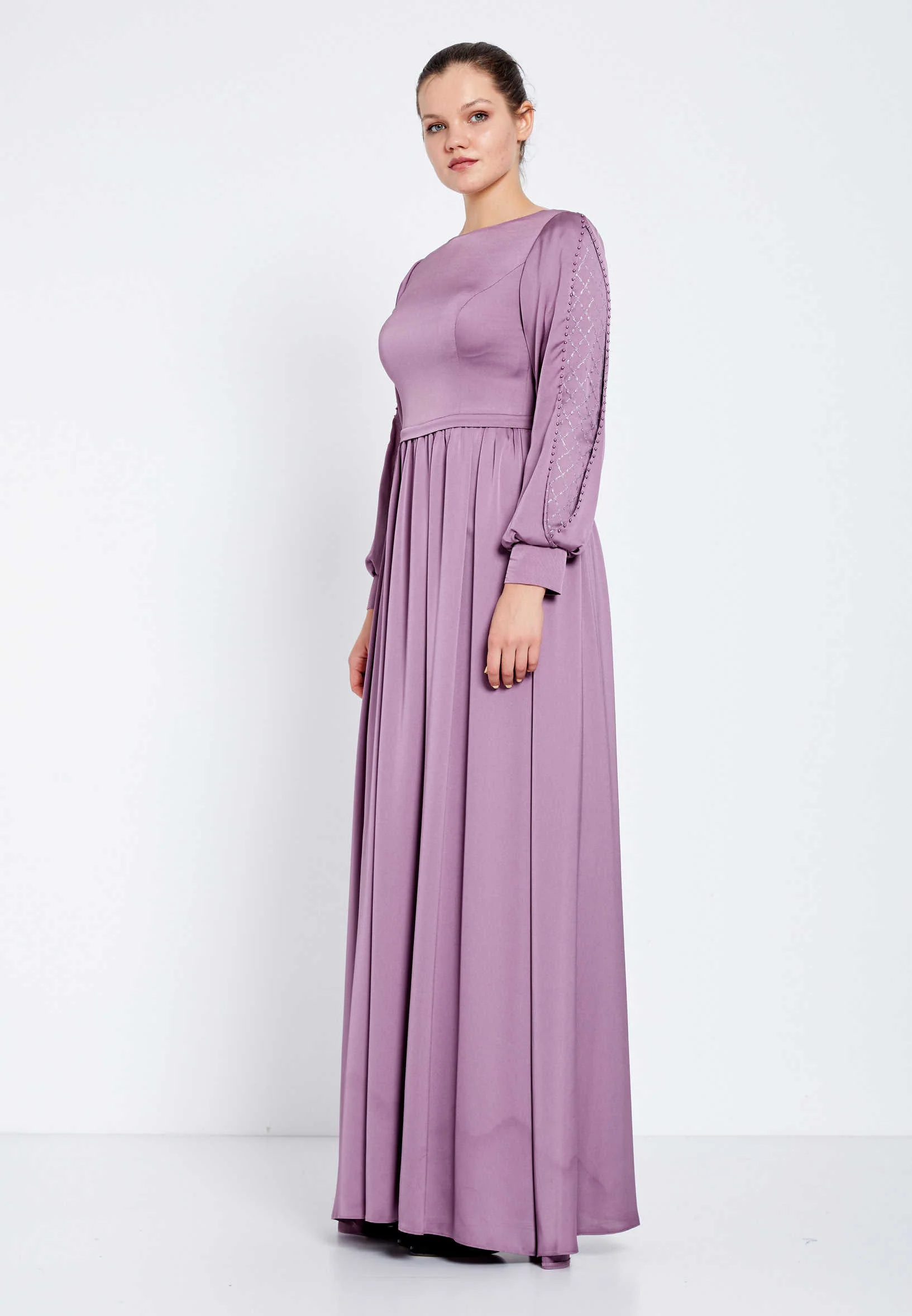 Long Sleeve Maxi Crepe Column Regular Evening Dress efl20248 - Image 15