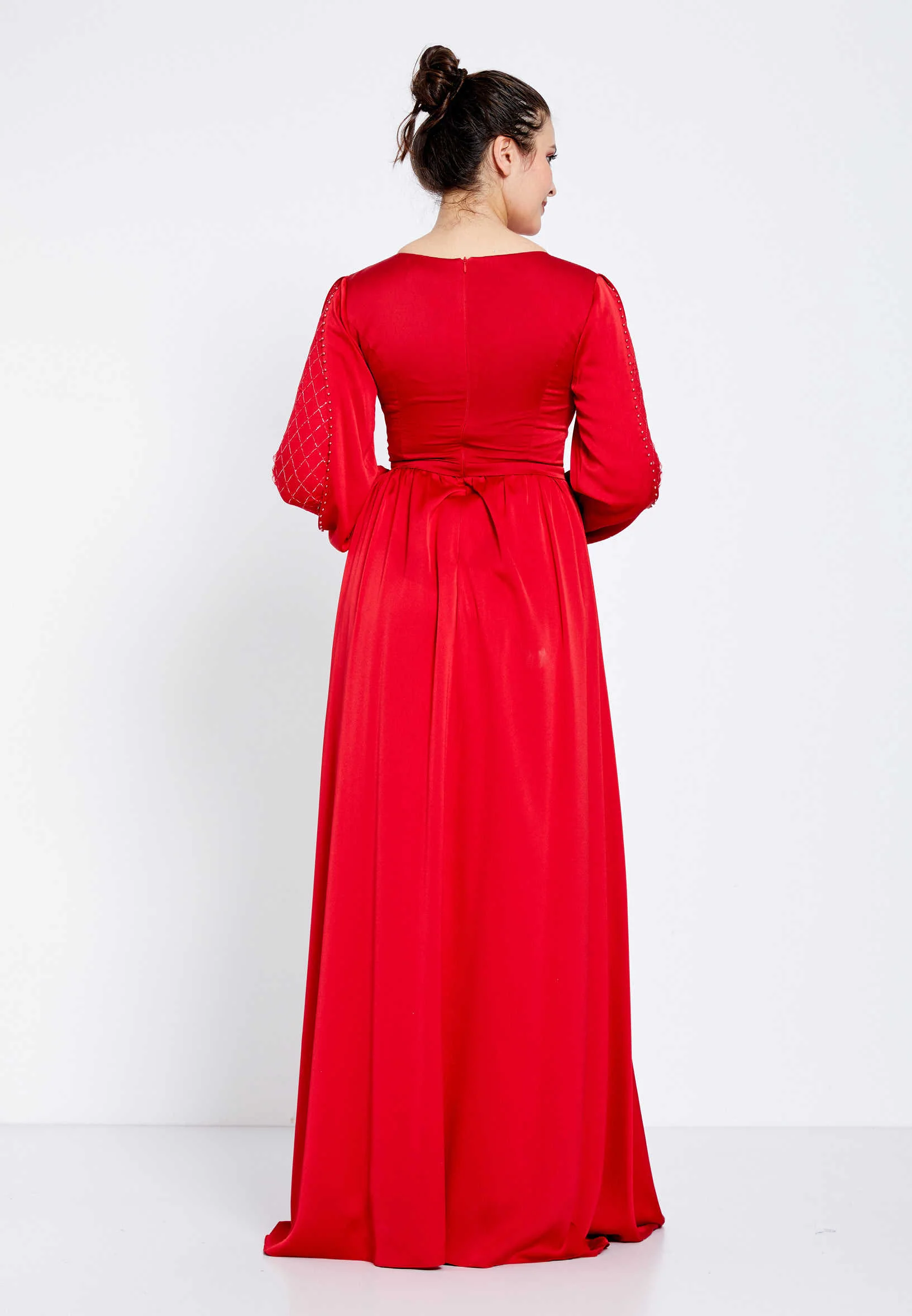 Long Sleeve Maxi Crepe Column Regular Evening Dress efl20248 - Image 22