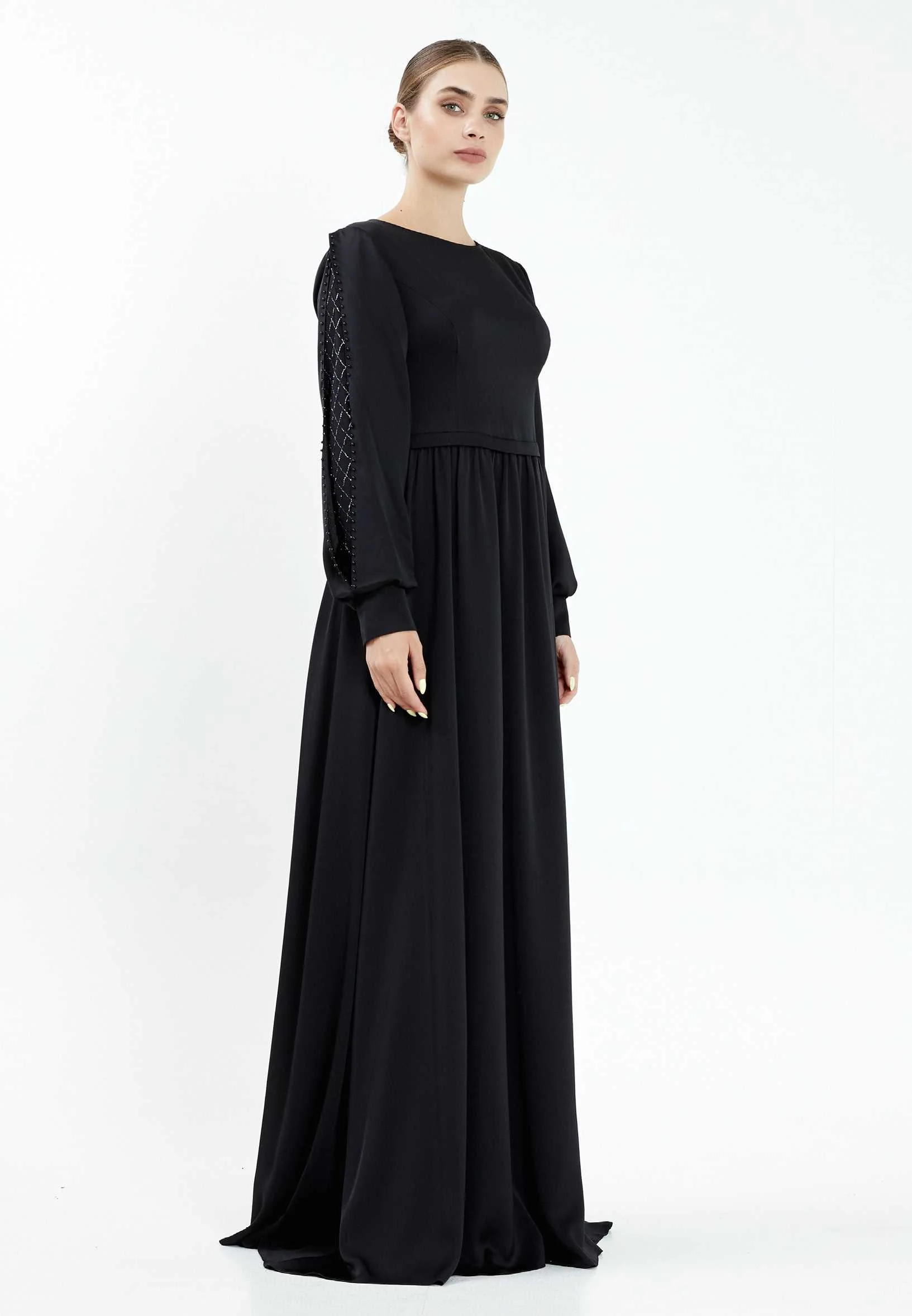 Long Sleeve Maxi Crepe Column Regular Evening Dress efl20248 - Image 3