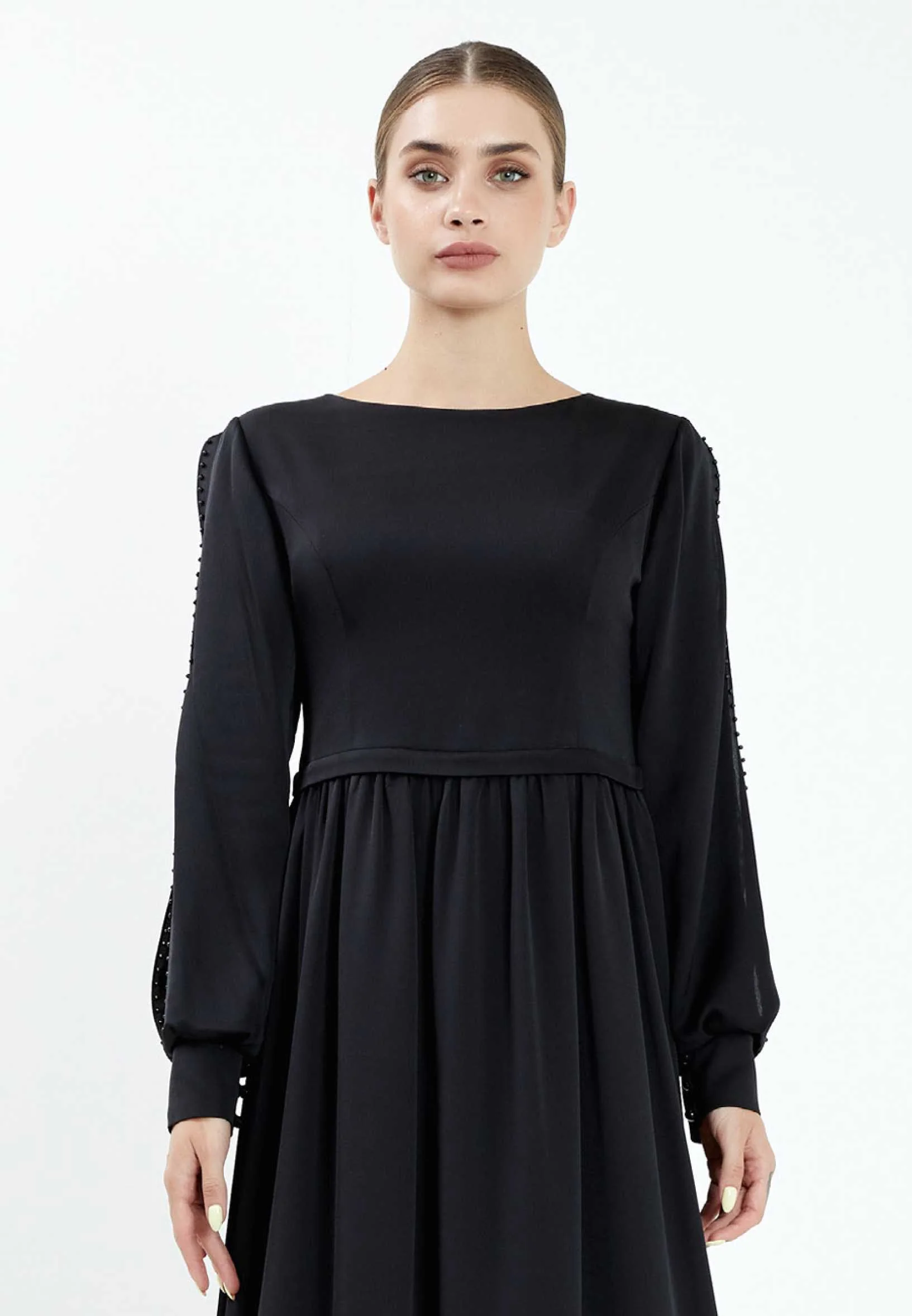 Long Sleeve Maxi Crepe Column Regular Evening Dress efl20248 - Image 4
