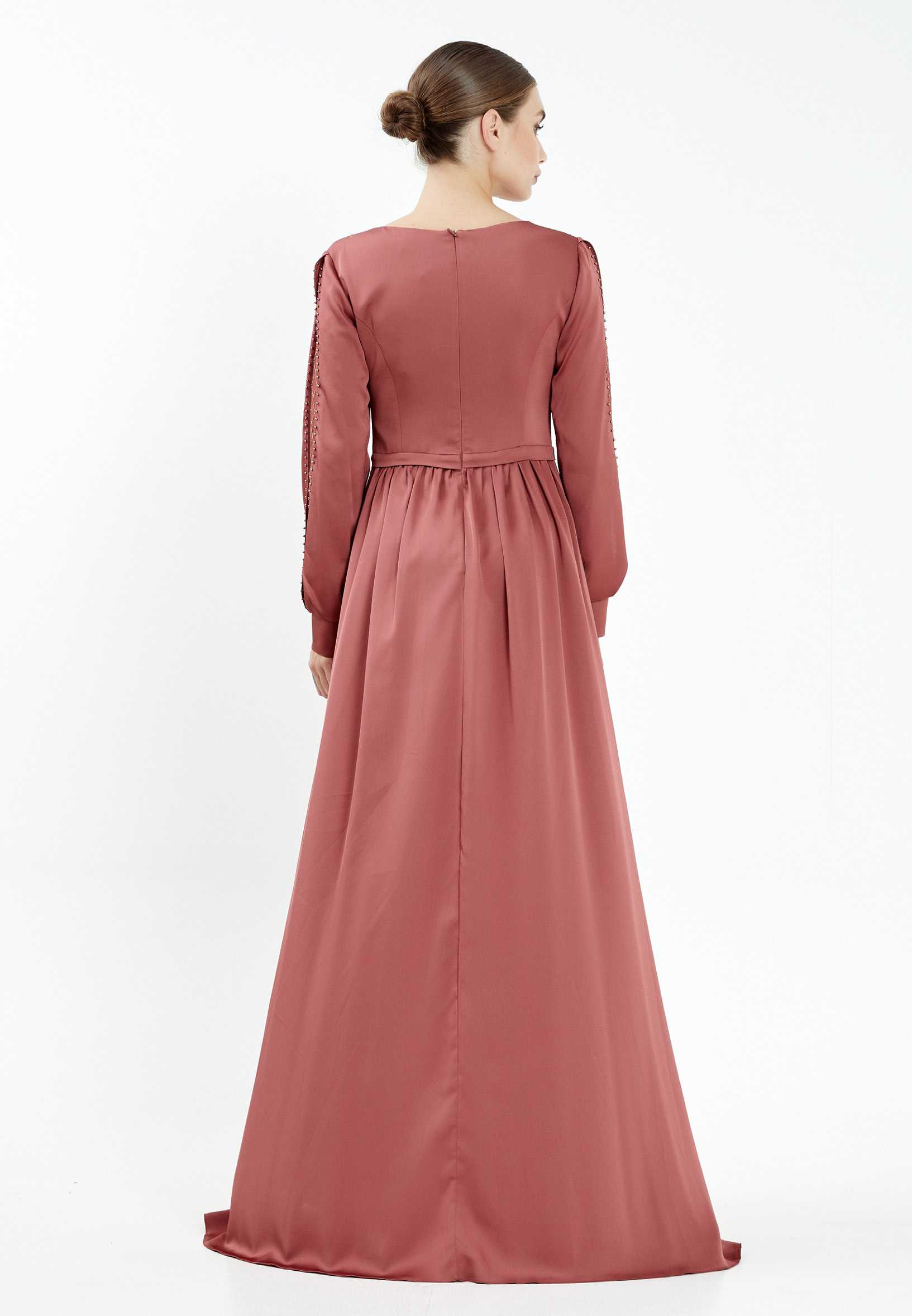 Long Sleeve Maxi Crepe Column Regular Evening Dress efl20248 - Image 6