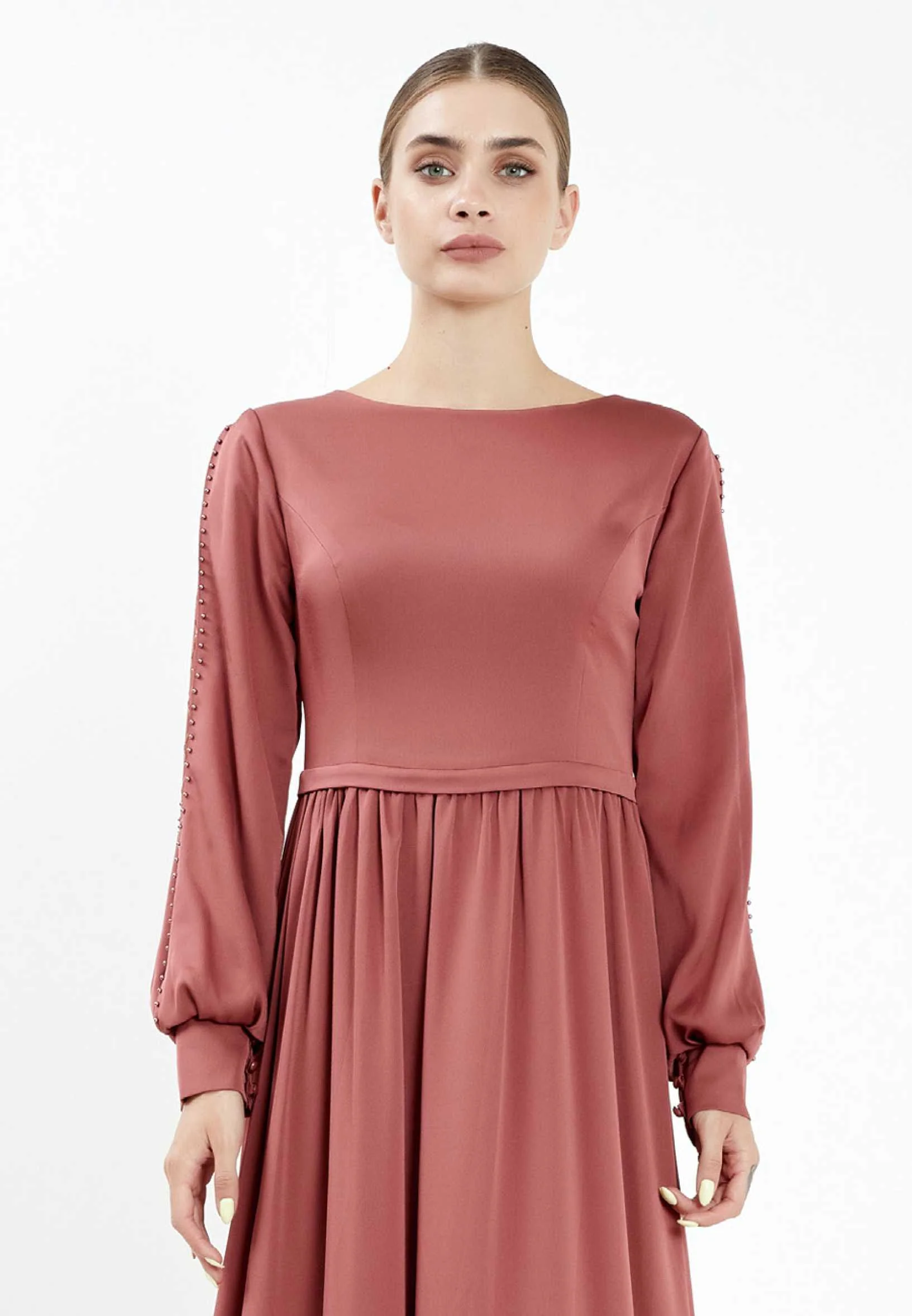 Long Sleeve Maxi Crepe Column Regular Evening Dress efl20248 - Image 8