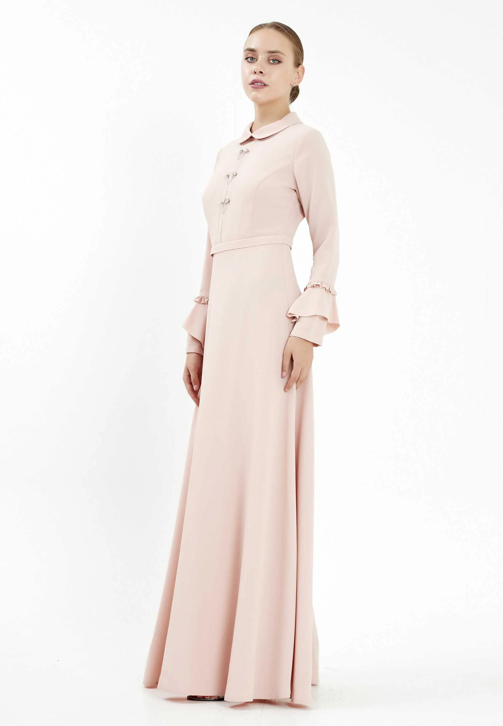 Long Sleeve Maxi Crepe Column Regular Evening Dress efl20403 - Image 11