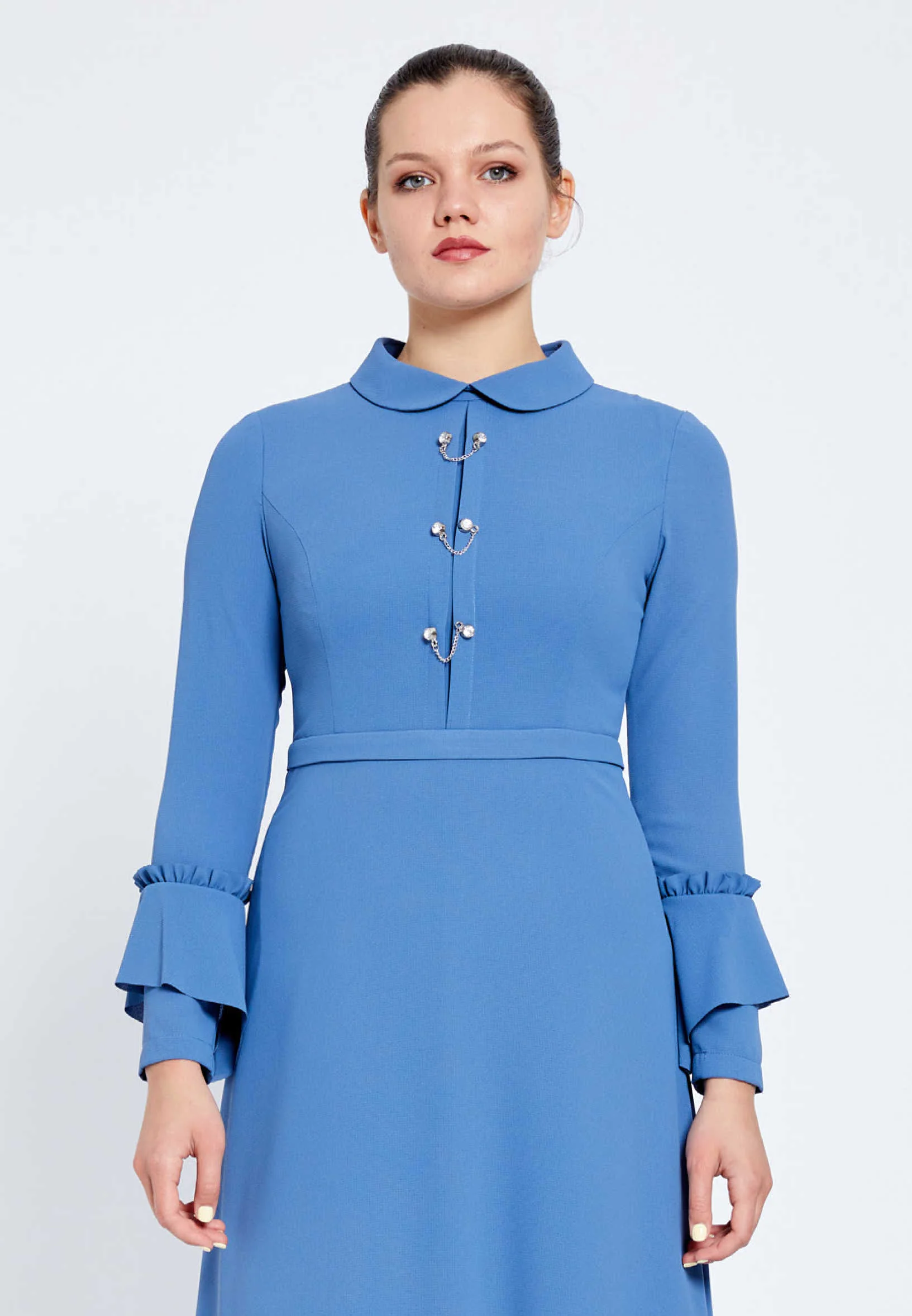 Long Sleeve Maxi Crepe Column Regular Evening Dress efl20403 - Image 4