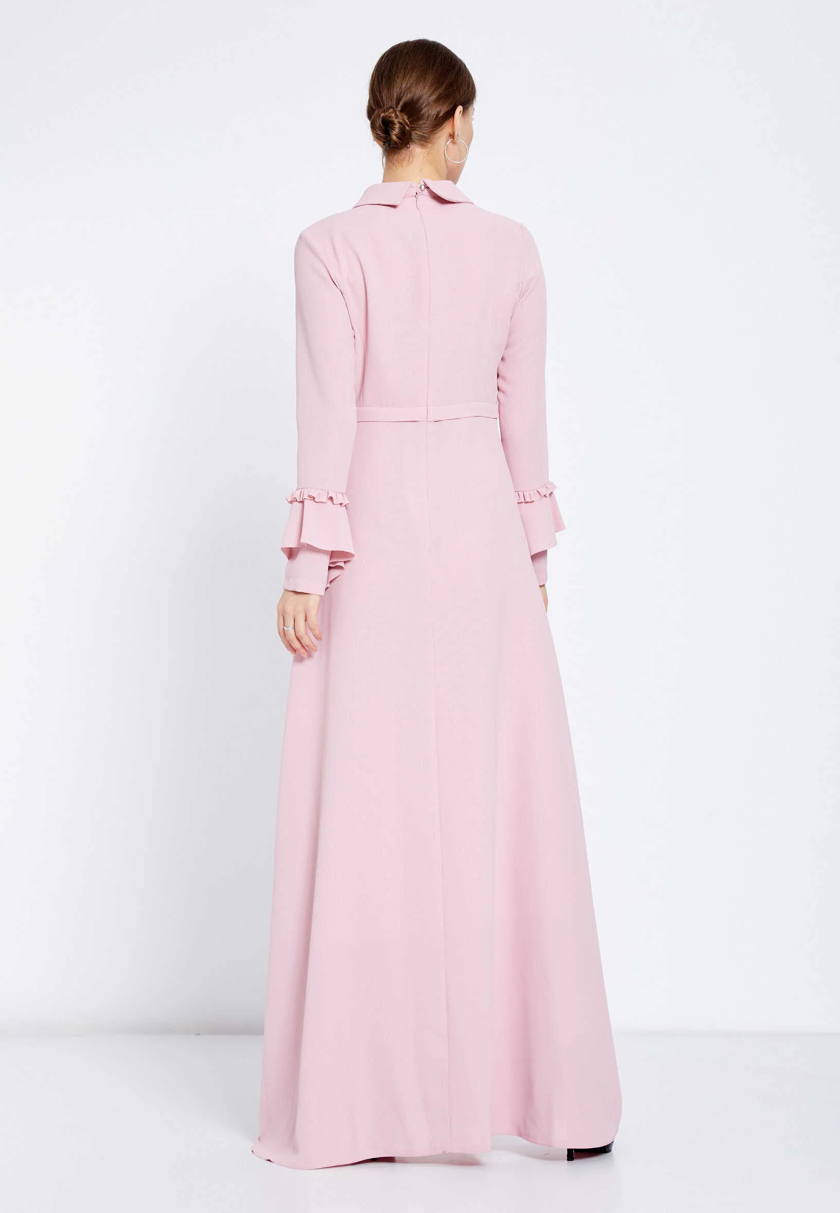 Long Sleeve Maxi Crepe Column Regular Evening Dress efl20403 - Image 6