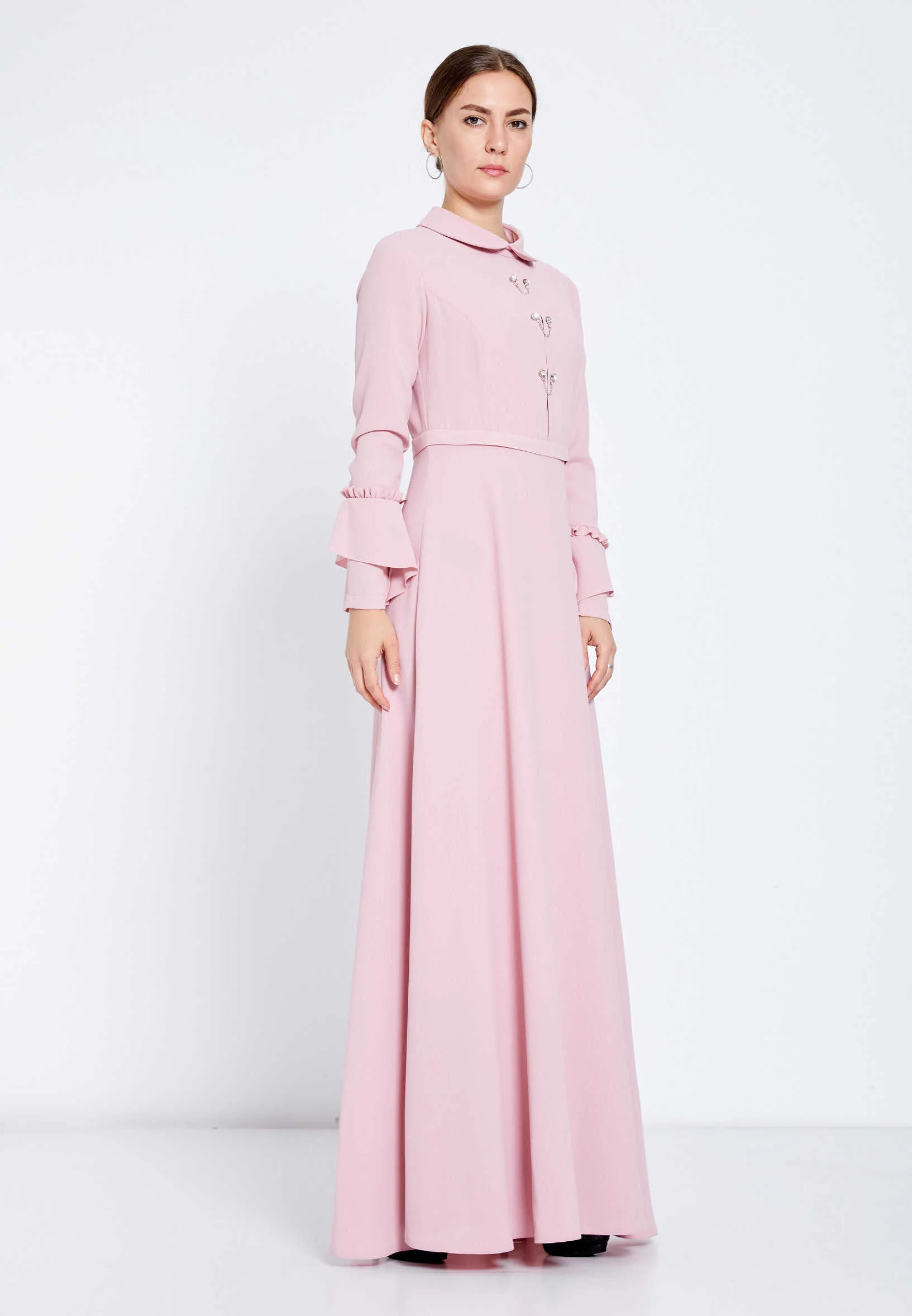 Long Sleeve Maxi Crepe Column Regular Evening Dress efl20403 - Image 7