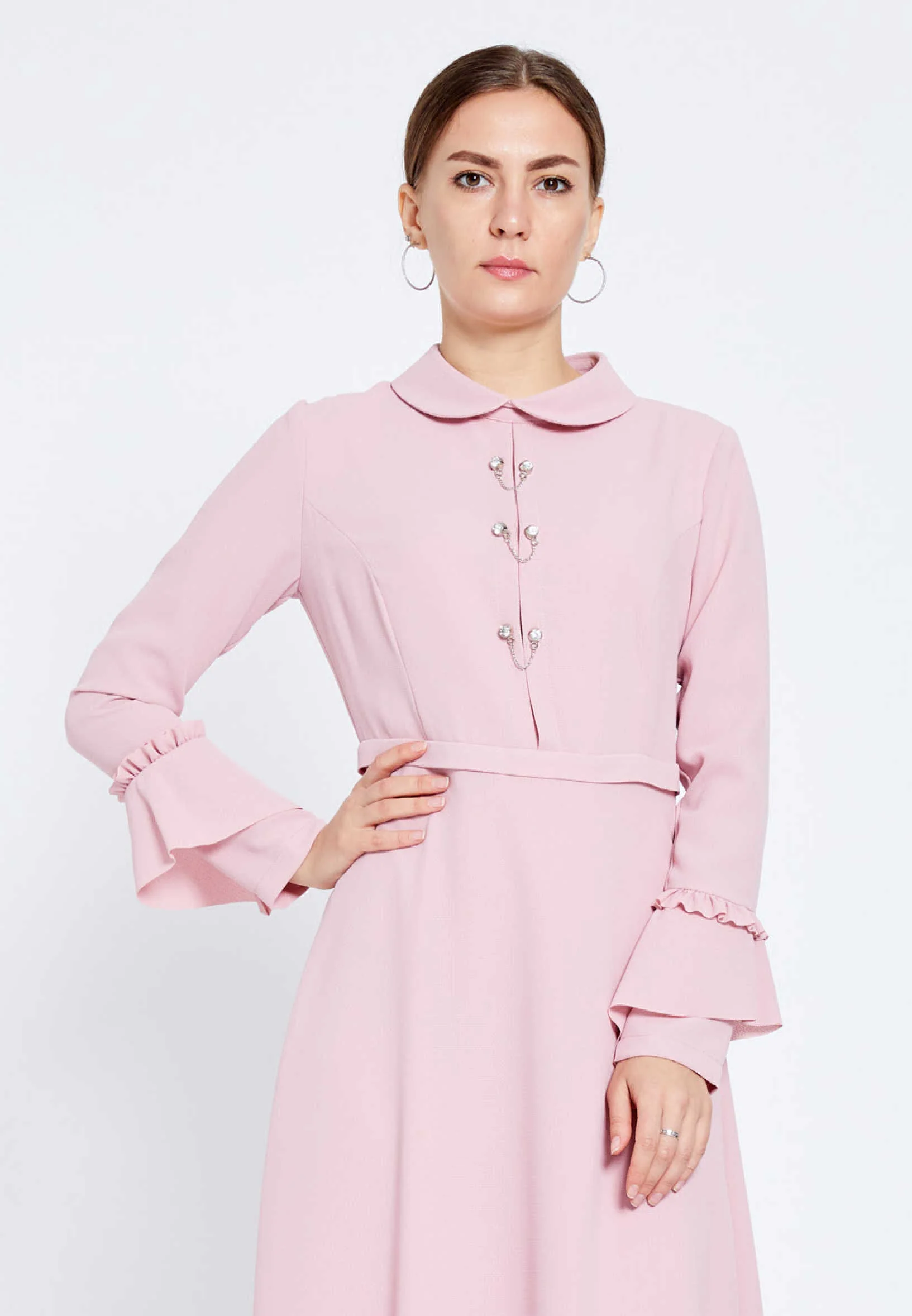 Long Sleeve Maxi Crepe Column Regular Evening Dress efl20403 - Image 8