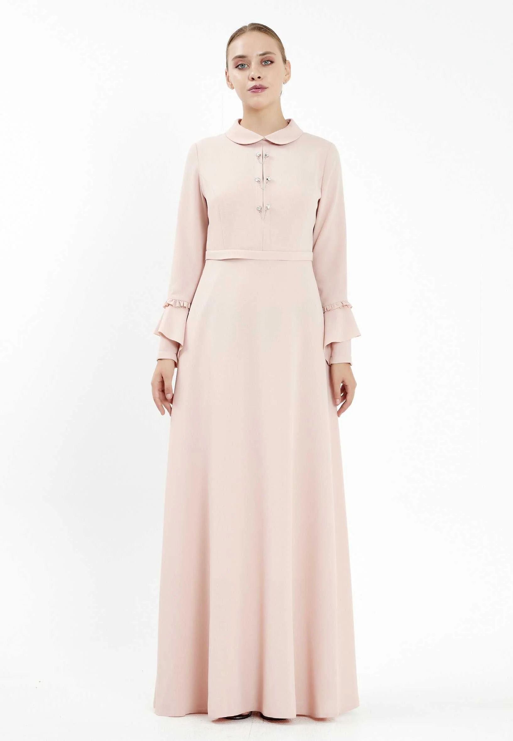 Long Sleeve Maxi Crepe Column Regular Evening Dress efl20403 - Image 9