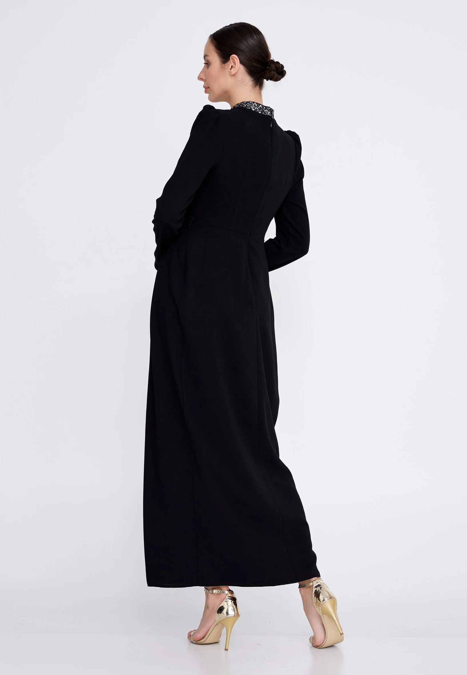Long Sleeve Maxi Crepe Column Regular Evening Dress leq2128 - Image 2