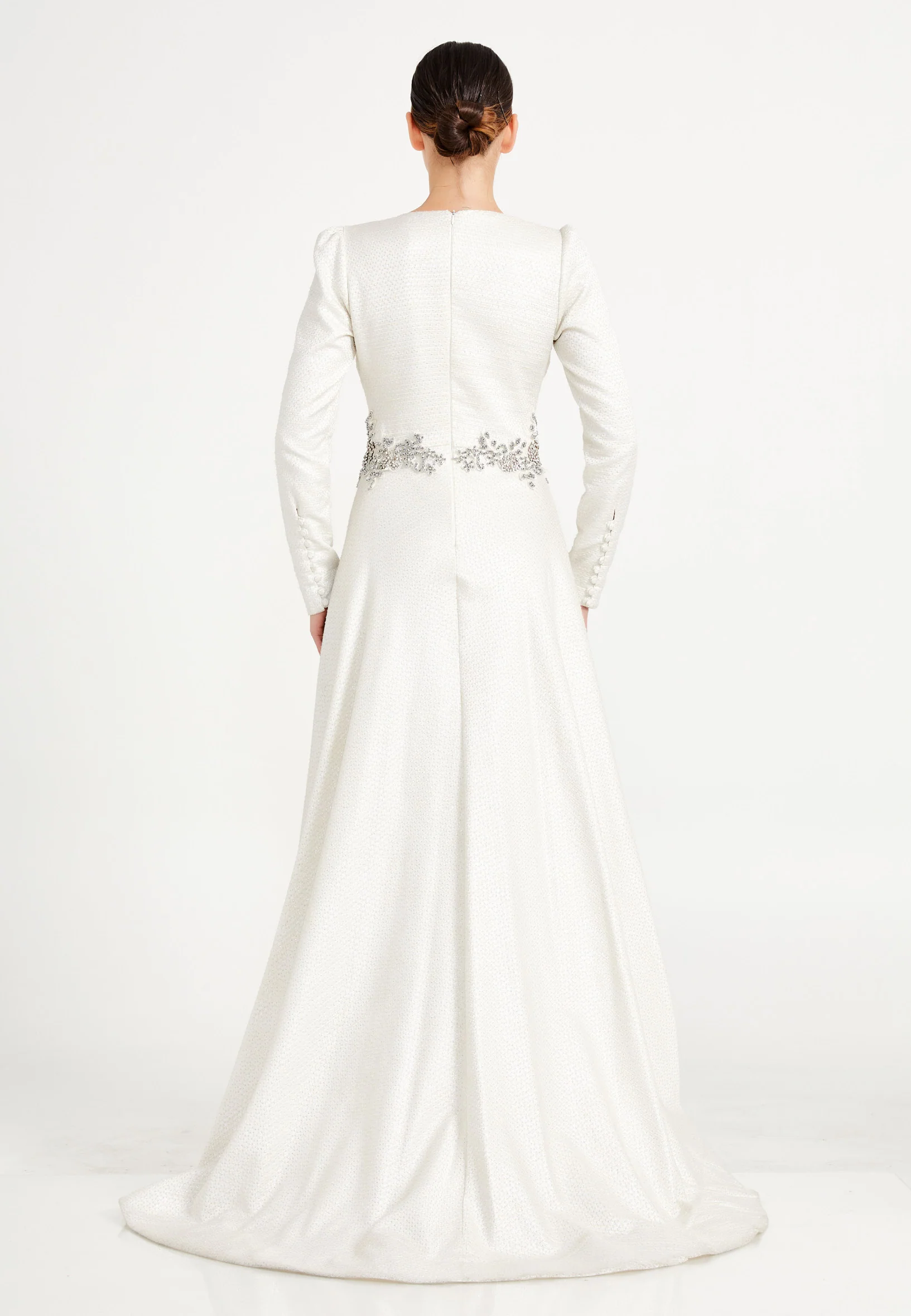 Long Sleeve Maxi Crepe Column Regular Prom Dress fcv8090 - Image 2