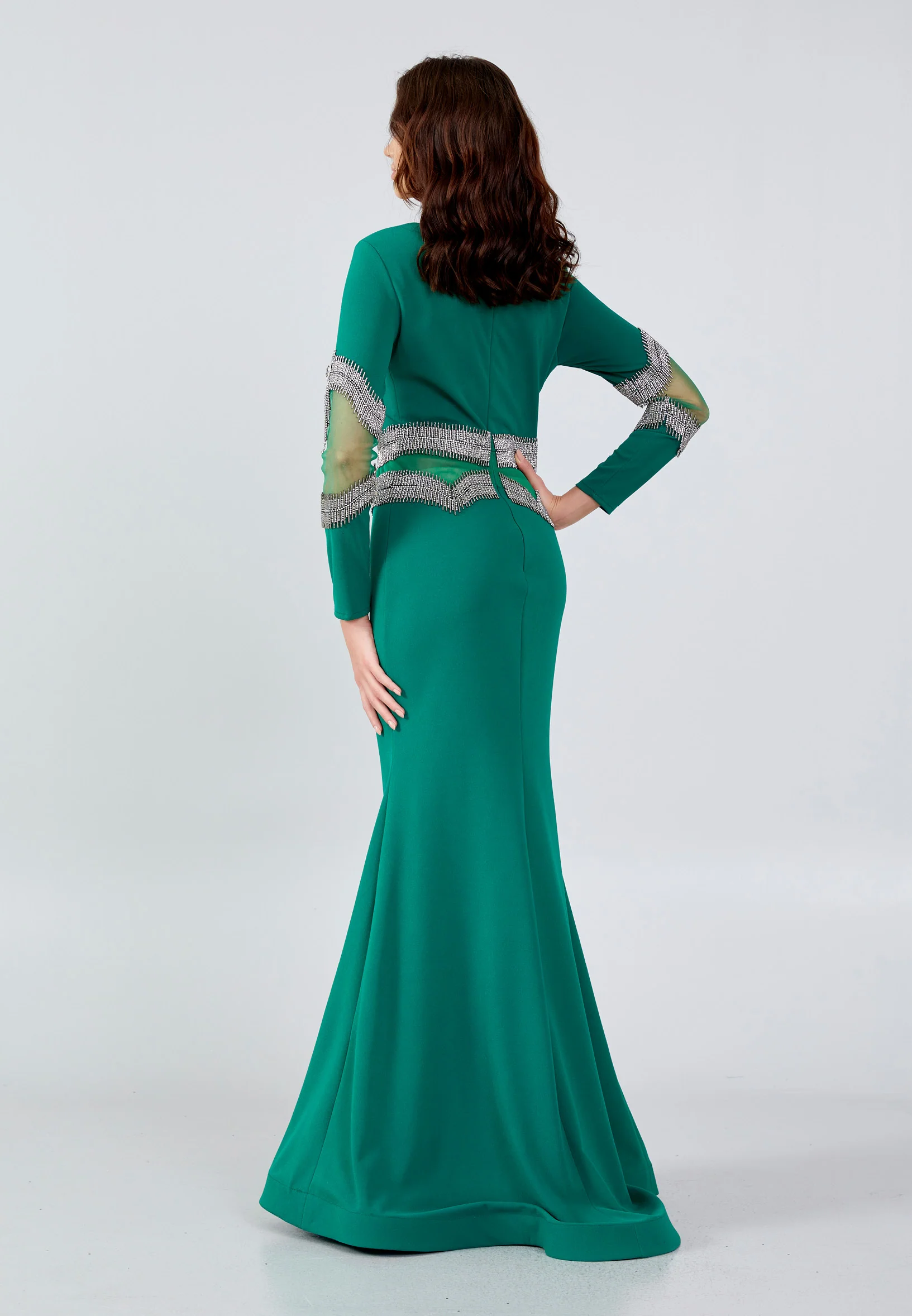 Long Sleeve Maxi Crepe Mermaid Regular Wedding Guest Dress mtn22113 - Image 14
