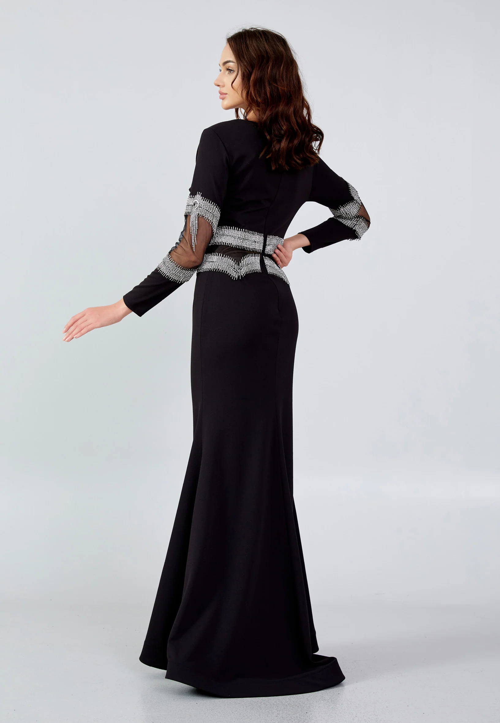 Long Sleeve Maxi Crepe Mermaid Regular Wedding Guest Dress mtn22113 - Image 2