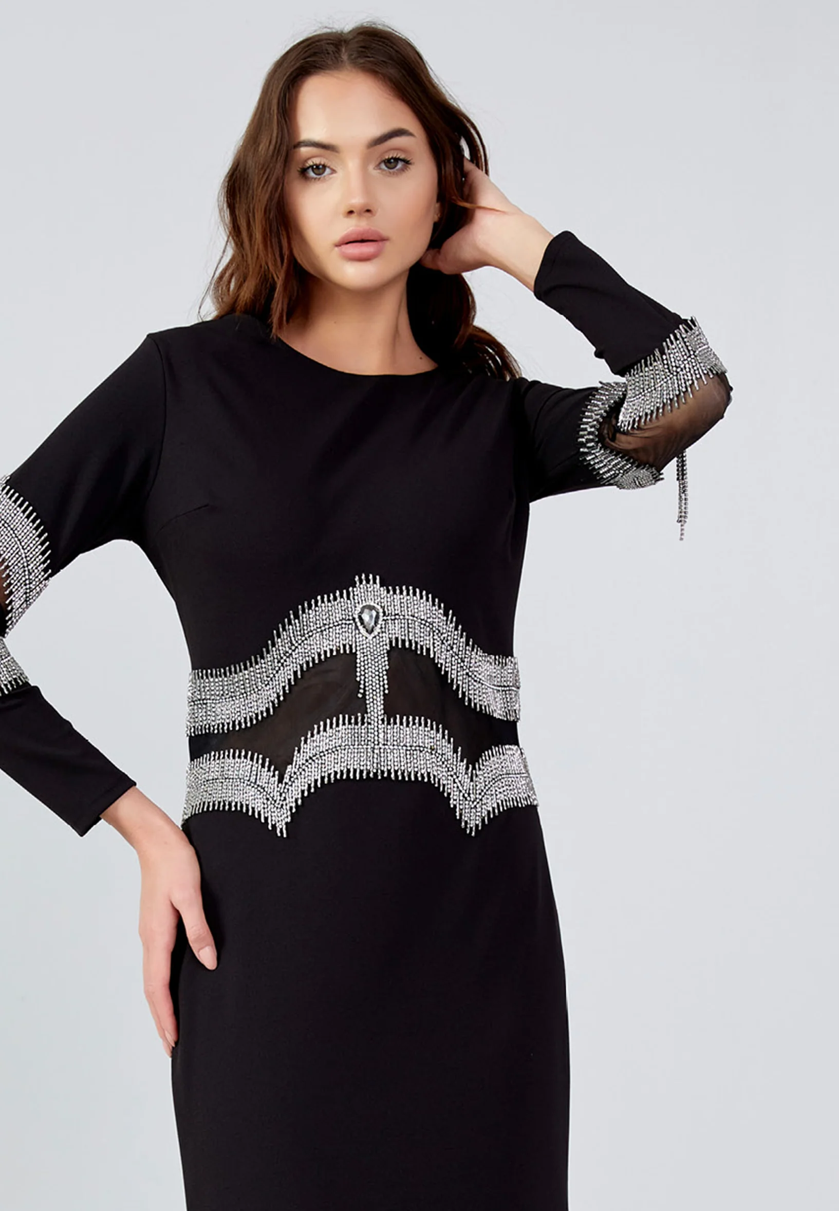 Long Sleeve Maxi Crepe Mermaid Regular Wedding Guest Dress mtn22113 - Image 4