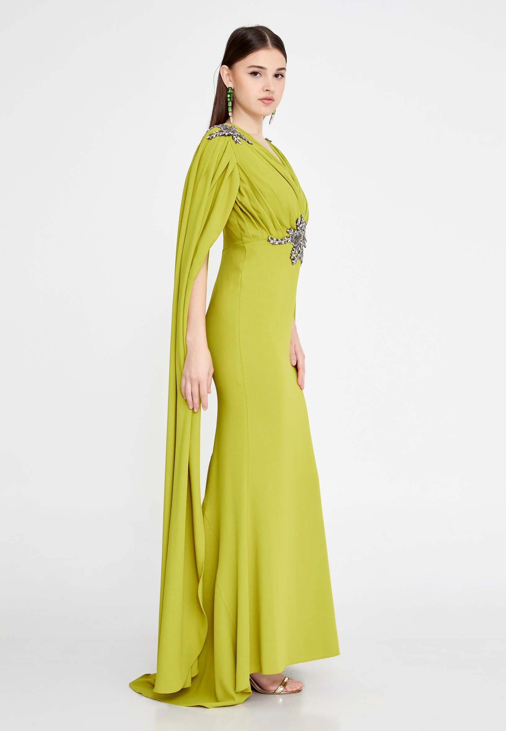 Long Sleeve Maxi Crepe Mermaid Regular Wedding Guest Dress mtn22114 - Image 11