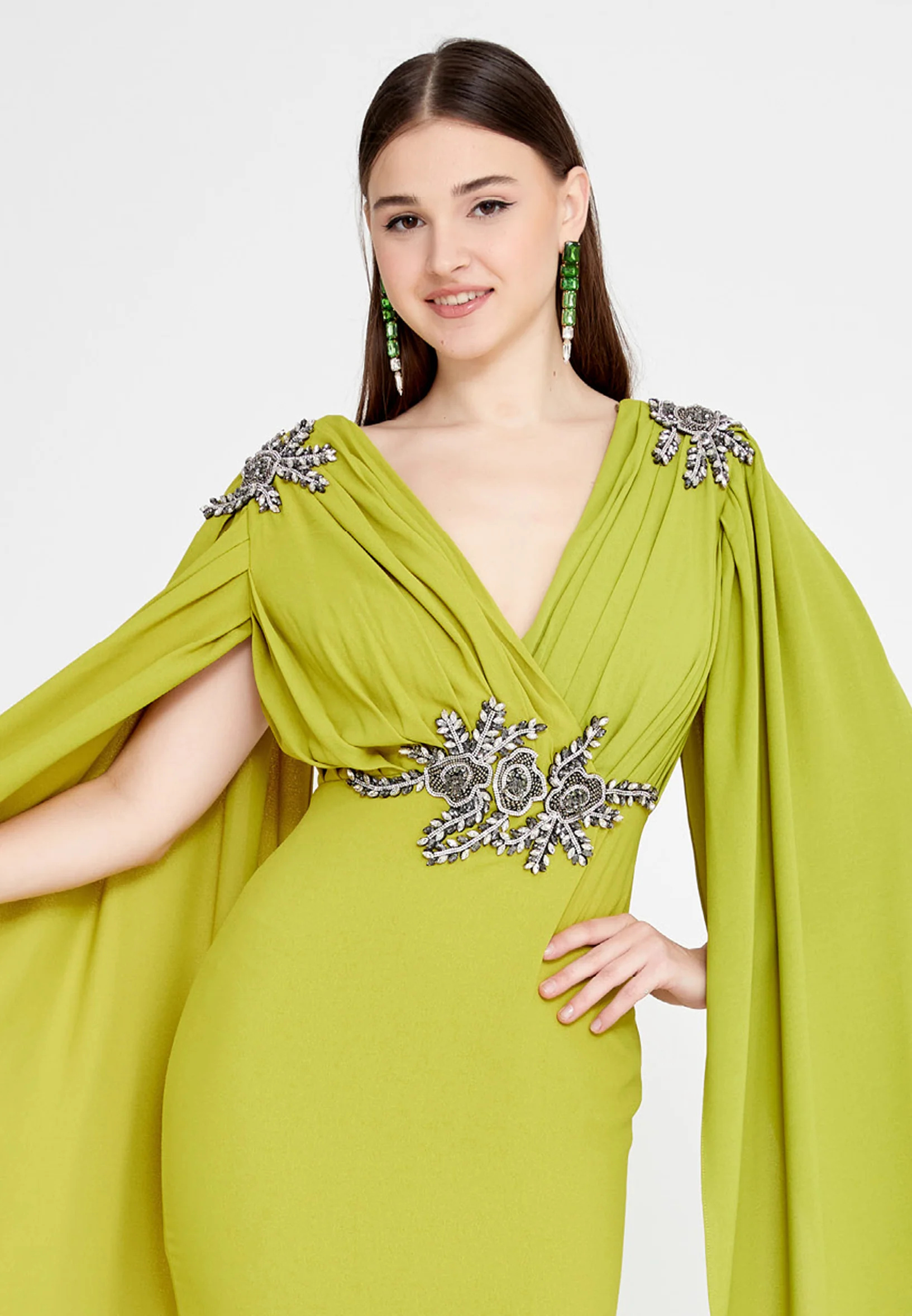 Long Sleeve Maxi Crepe Mermaid Regular Wedding Guest Dress mtn22114 - Image 12