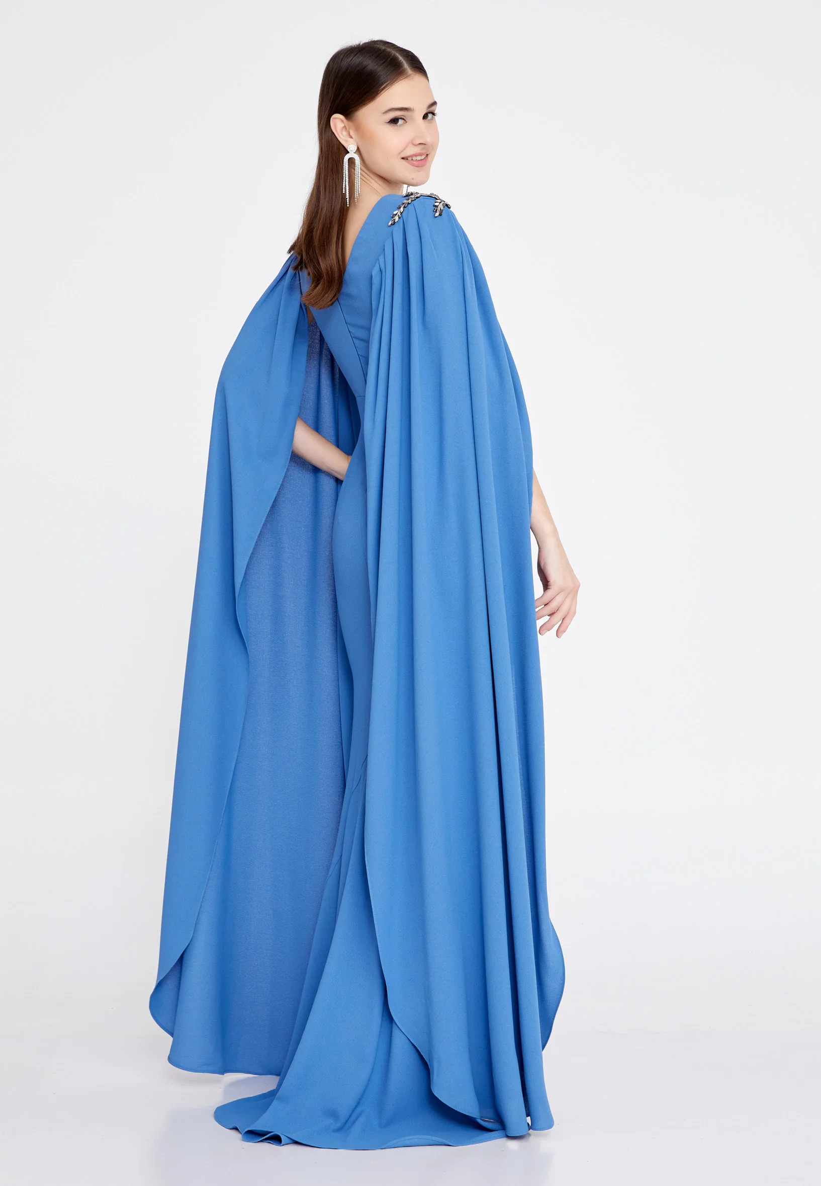 Long Sleeve Maxi Crepe Mermaid Regular Wedding Guest Dress mtn22114 - Image 14