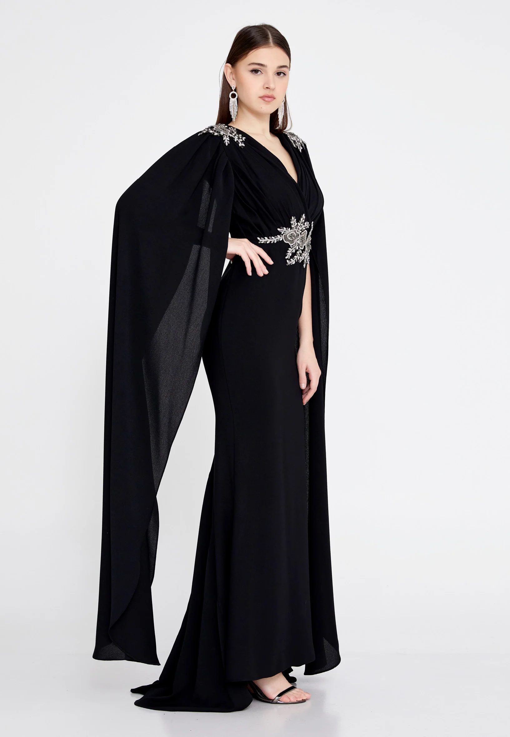 Long Sleeve Maxi Crepe Mermaid Regular Wedding Guest Dress mtn22114 - Image 3