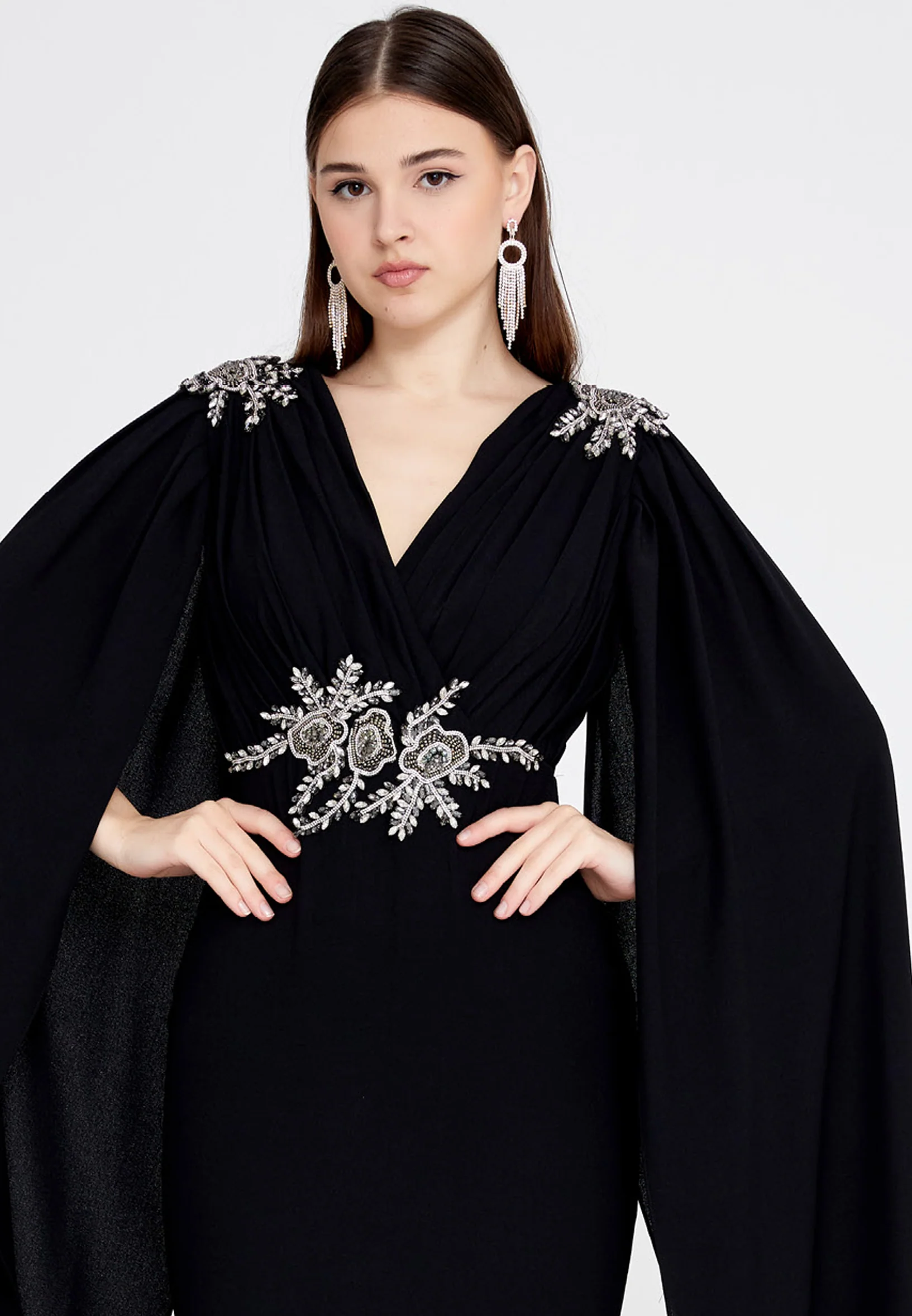 Long Sleeve Maxi Crepe Mermaid Regular Wedding Guest Dress mtn22114 - Image 4