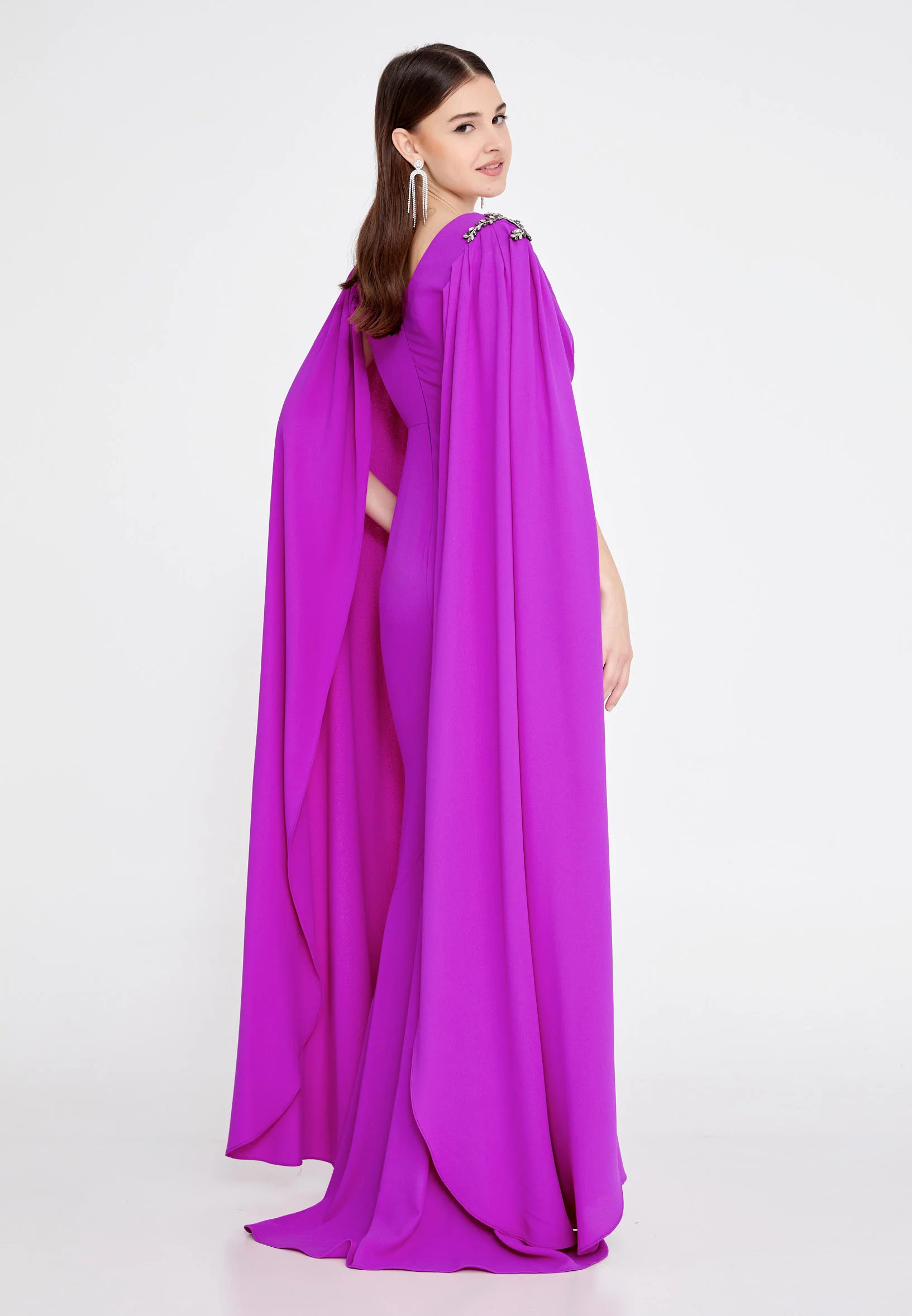 Long Sleeve Maxi Crepe Mermaid Regular Wedding Guest Dress mtn22114 - Image 6