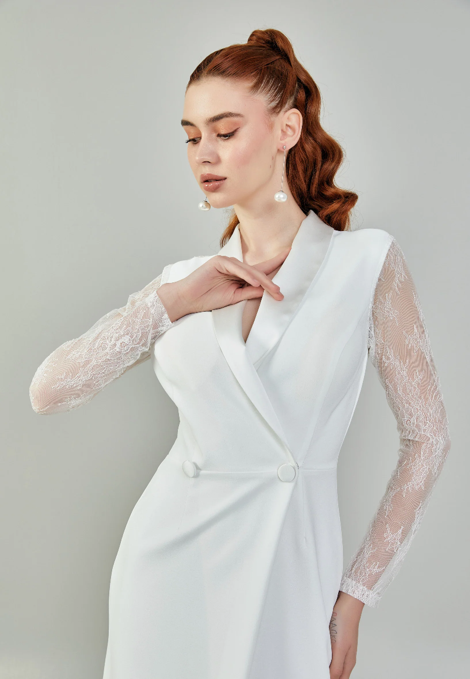 Long Sleeve Maxi Crepe Regular Wedding Dress sacd3035 - Image 3