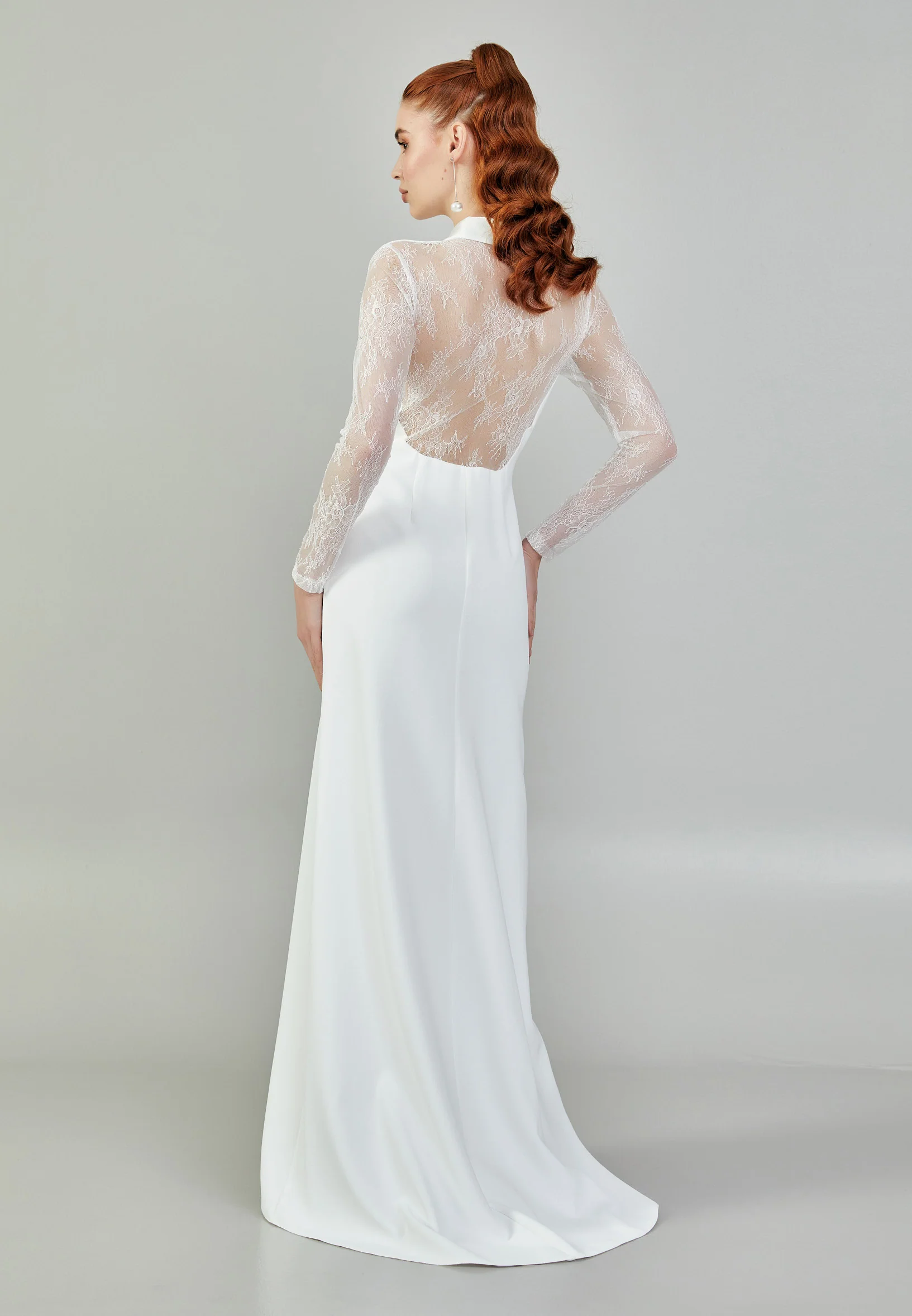 Long Sleeve Maxi Crepe Regular Wedding Dress sacd3035 - Image 5