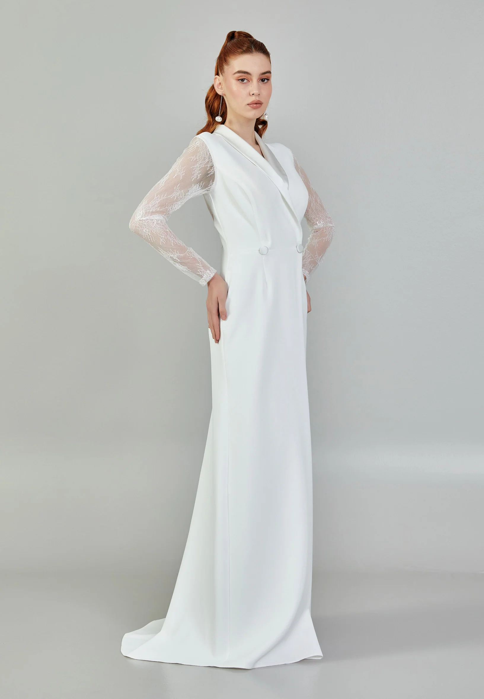 Long Sleeve Maxi Crepe Regular Wedding Dress sacd3035 - Image 6