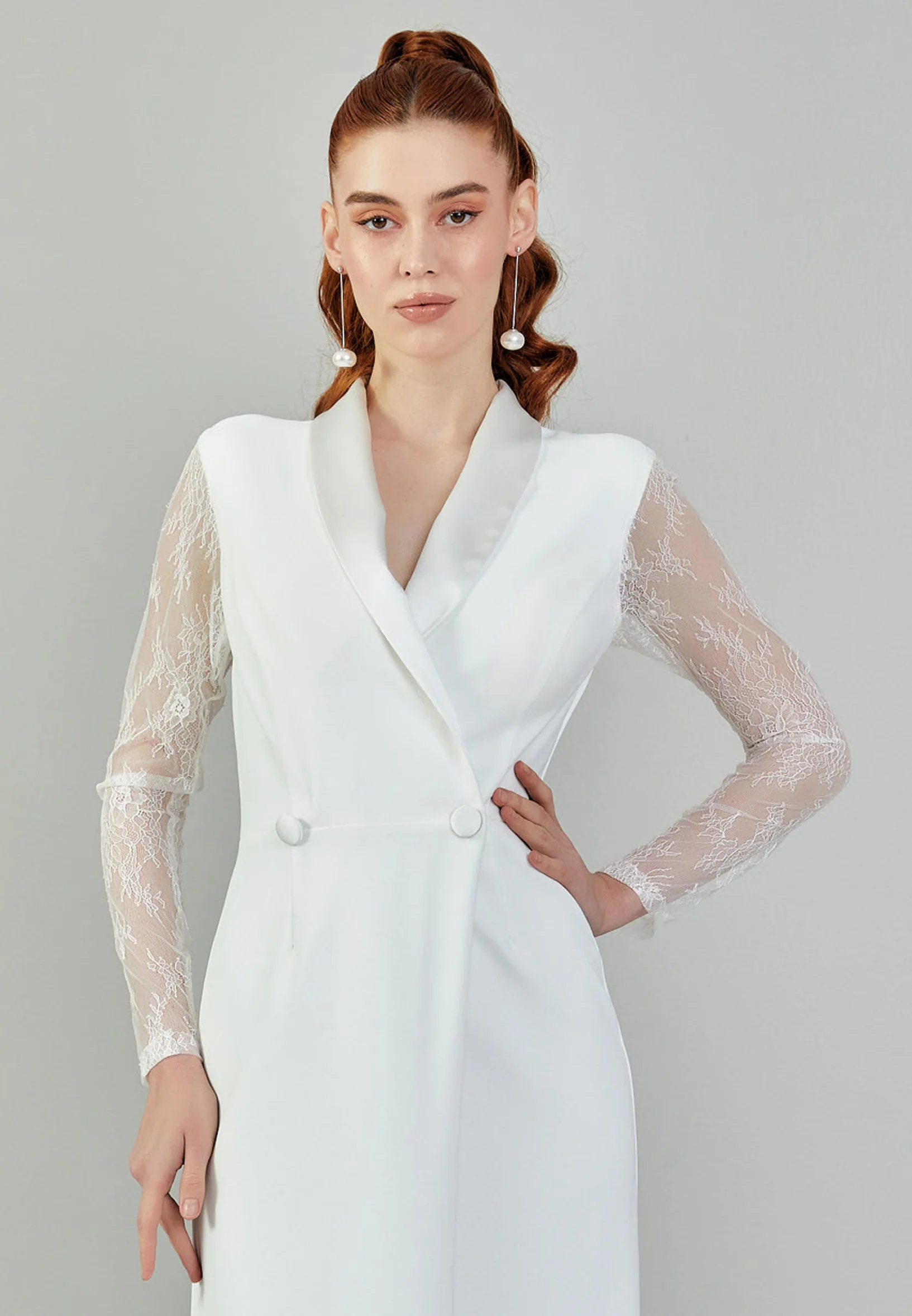 Long Sleeve Maxi Crepe Regular Wedding Dress sacd3035 - Image 7