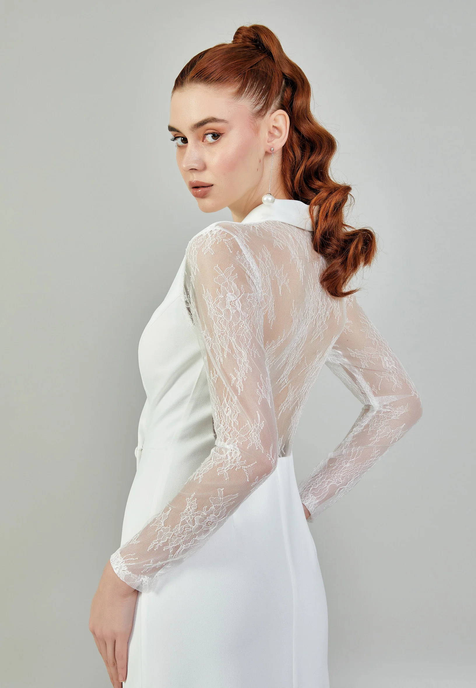 Long Sleeve Maxi Crepe Regular Wedding Dress sacd3035 - Image 8