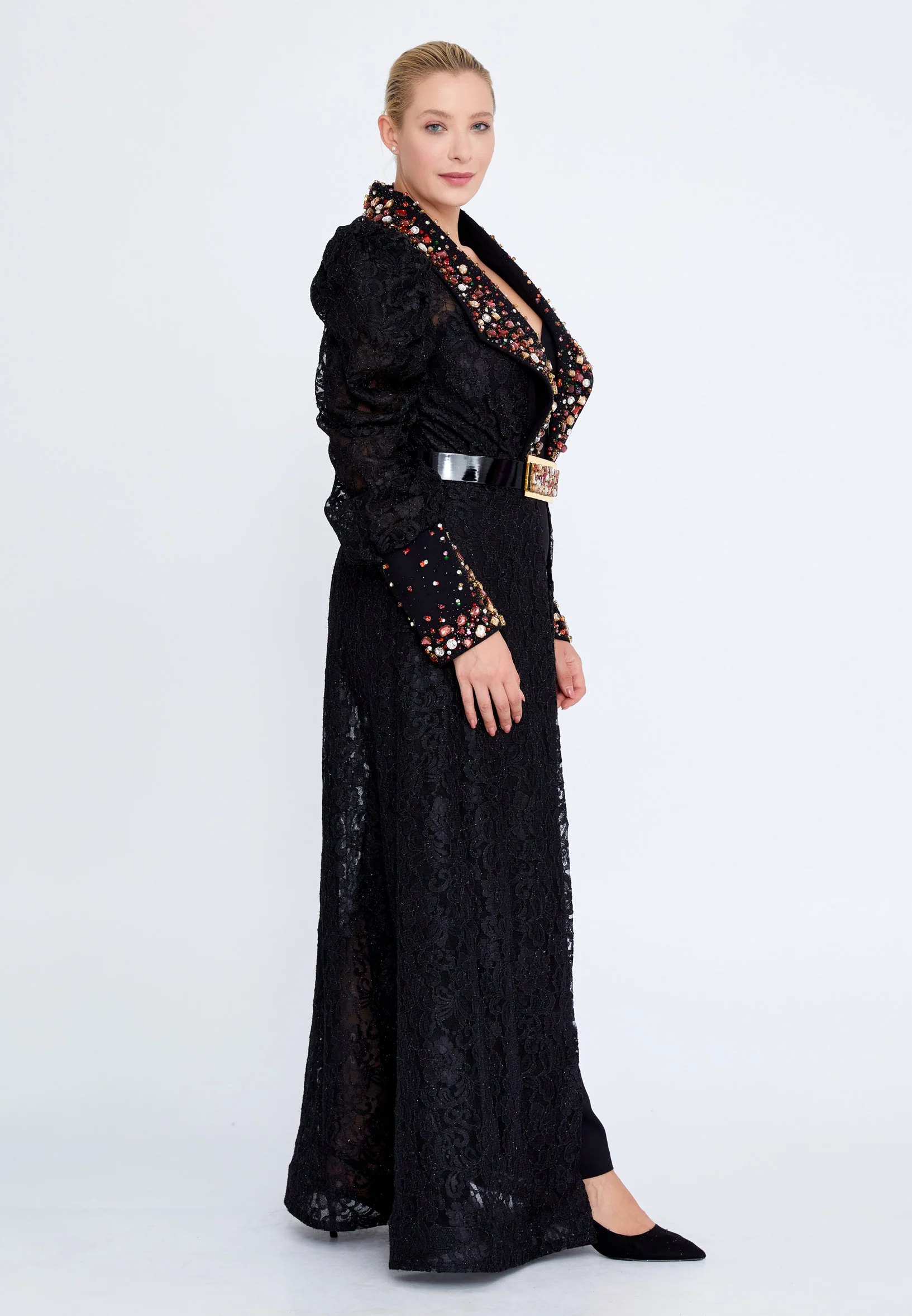 Long Sleeve Maxi Lace A - Line Plus Size Prom Dress crm5506-1 - Image 3