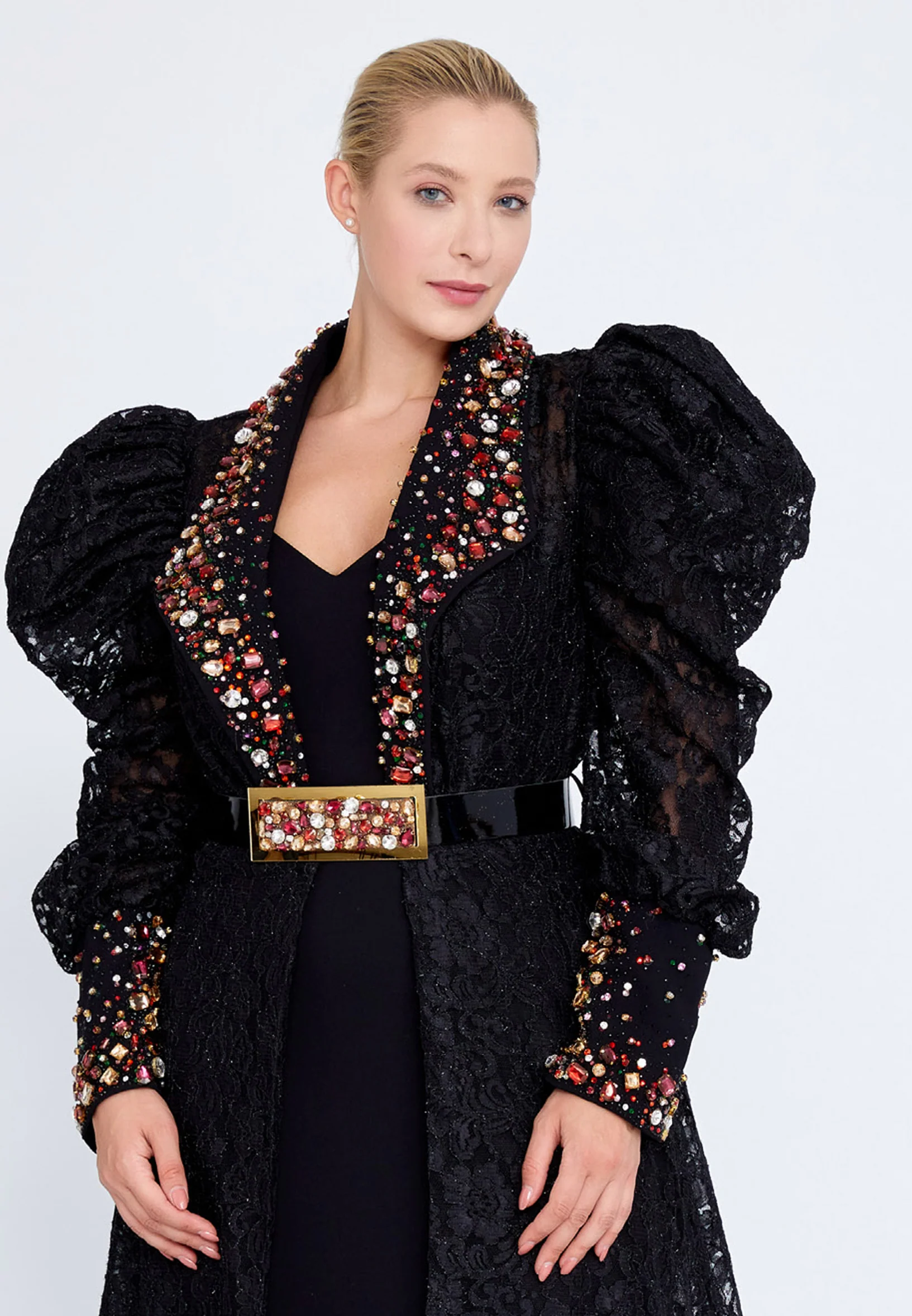 Long Sleeve Maxi Lace A - Line Plus Size Prom Dress crm5506-1 - Image 4