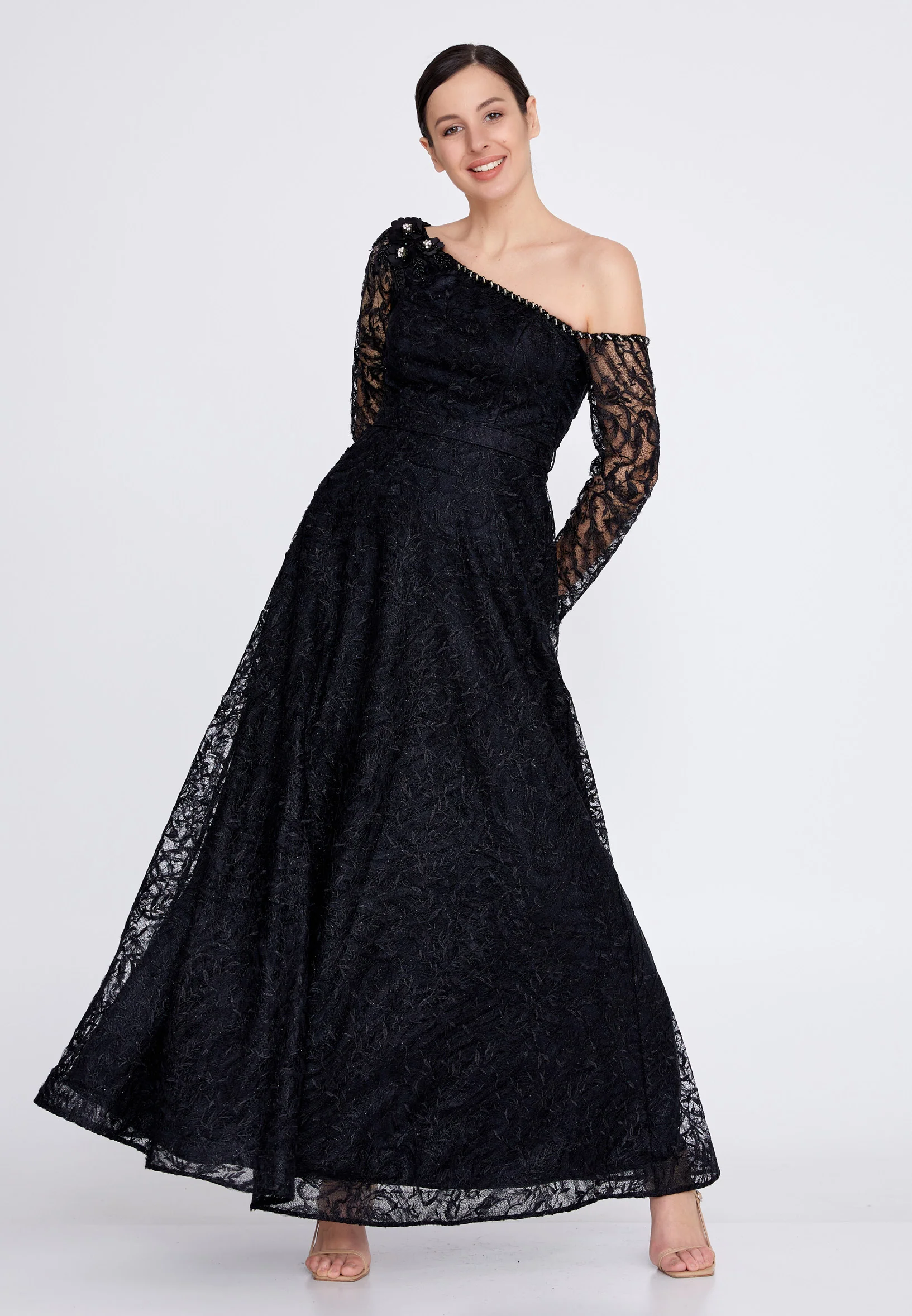 Long Sleeve Maxi Lace A - Line Regular Prom Dress bql2320