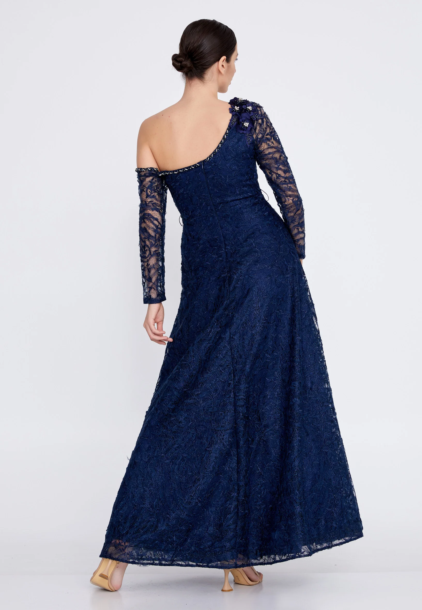 Long Sleeve Maxi Lace A - Line Regular Prom Dress bql2320 - Image 10