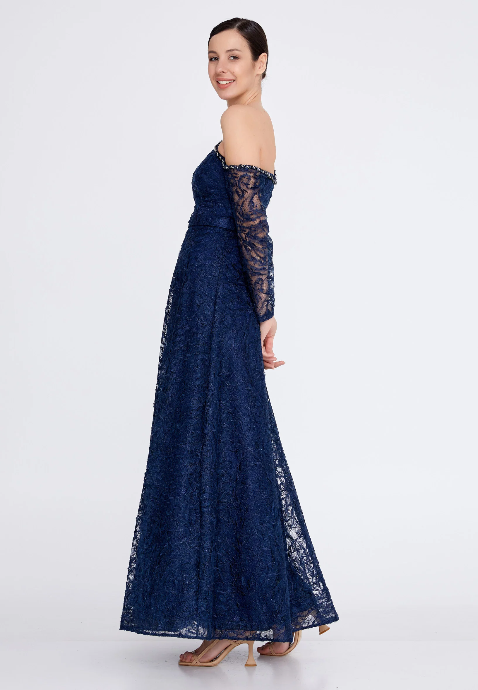 Long Sleeve Maxi Lace A - Line Regular Prom Dress bql2320 - Image 11