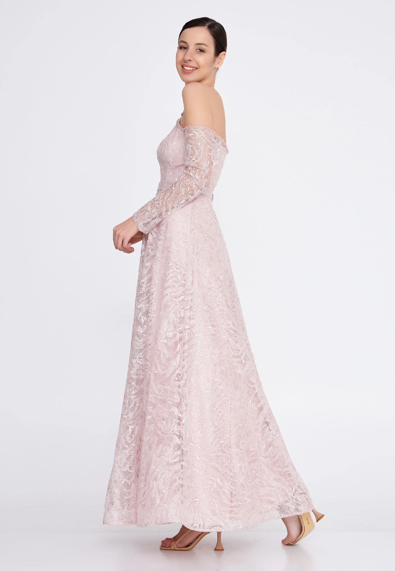 Long Sleeve Maxi Lace A - Line Regular Prom Dress bql2320 - Image 15