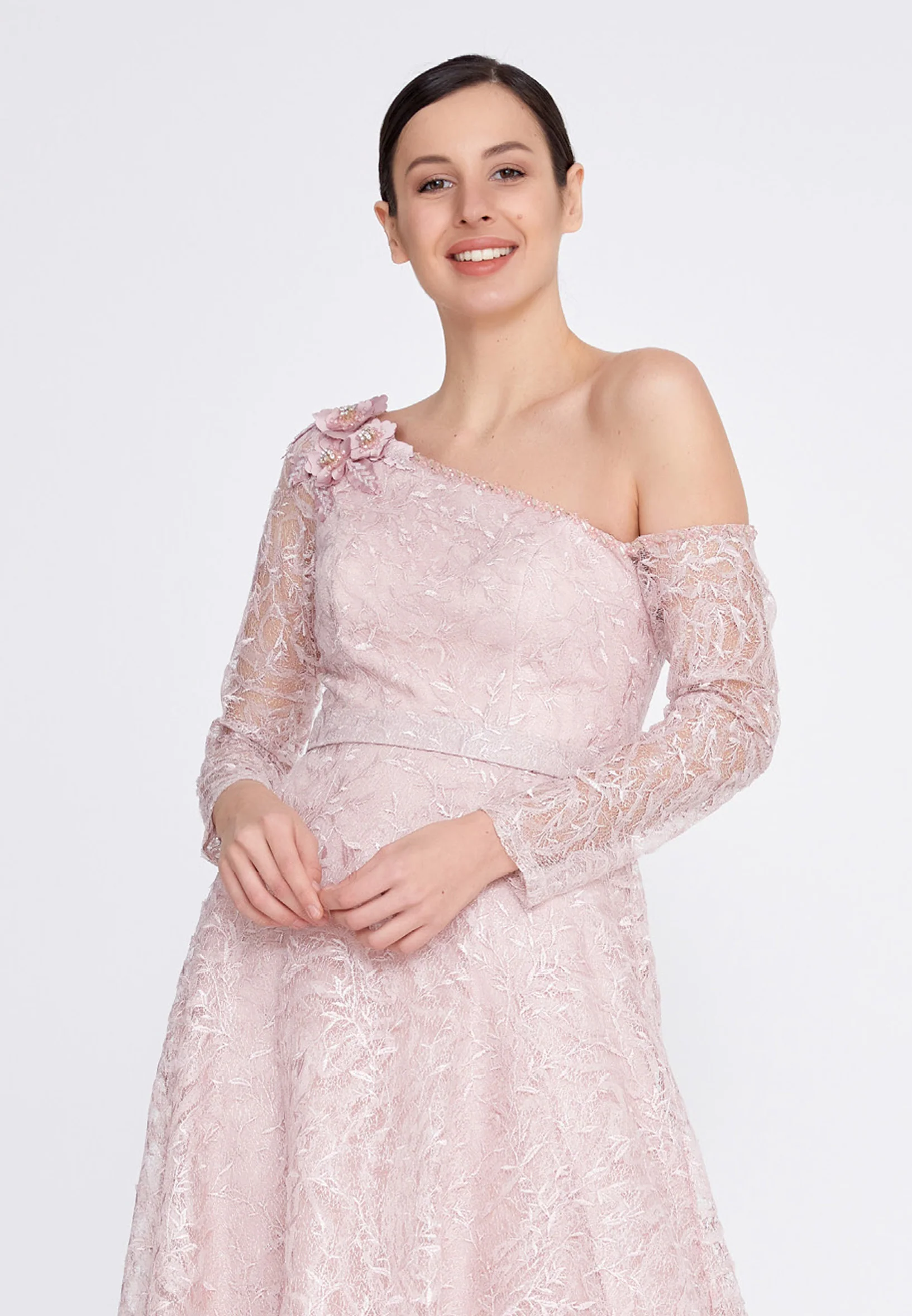 Long Sleeve Maxi Lace A - Line Regular Prom Dress bql2320 - Image 16
