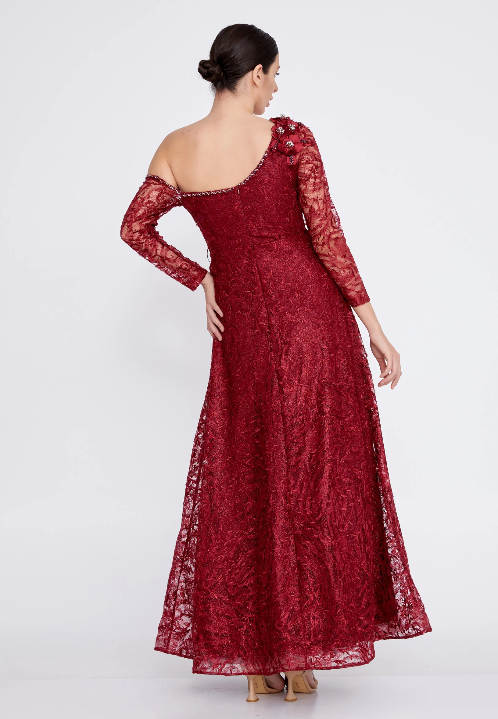 Long Sleeve Maxi Lace A - Line Regular Prom Dress bql2320 - Image 6