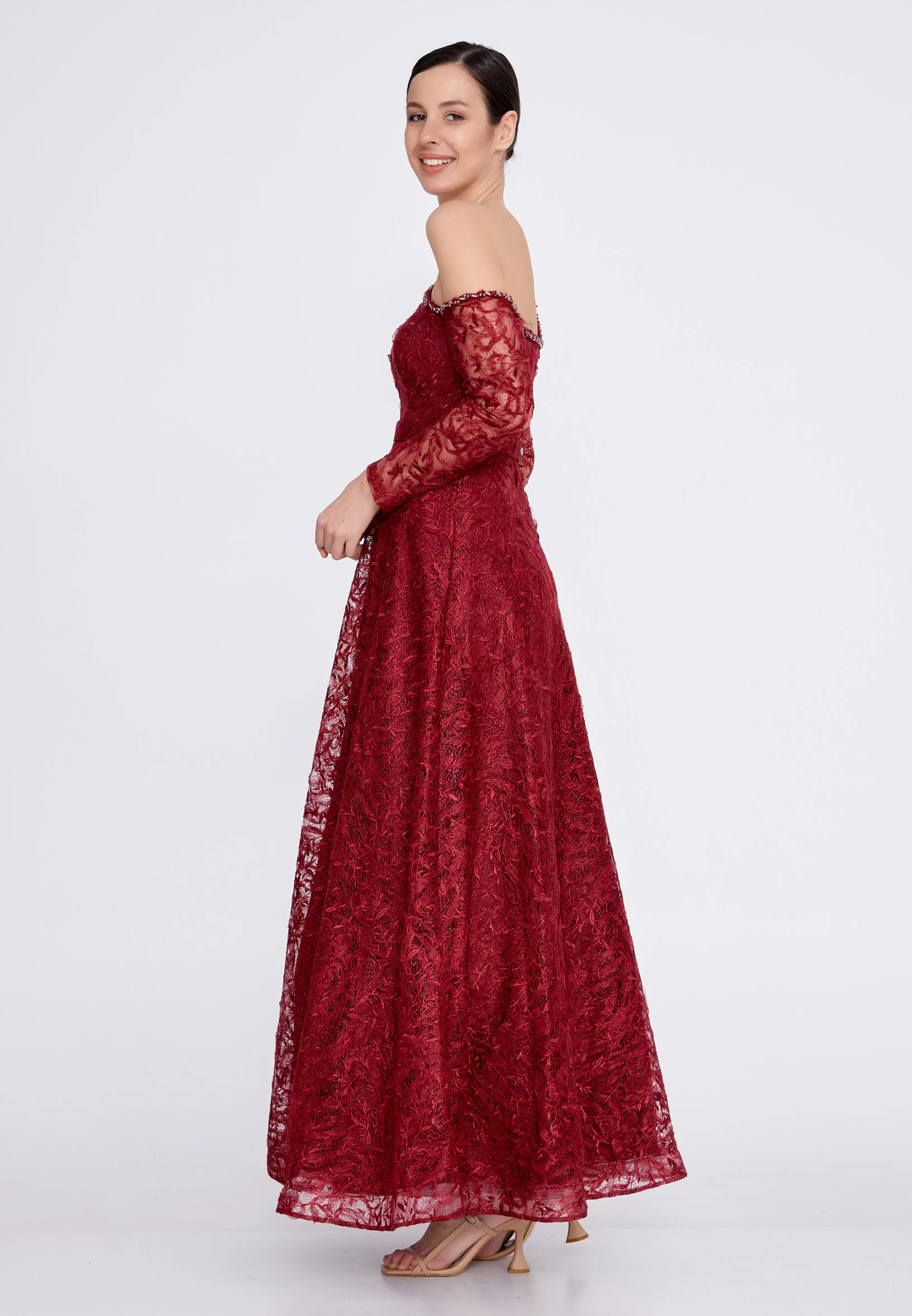 Long Sleeve Maxi Lace A - Line Regular Prom Dress bql2320 - Image 7
