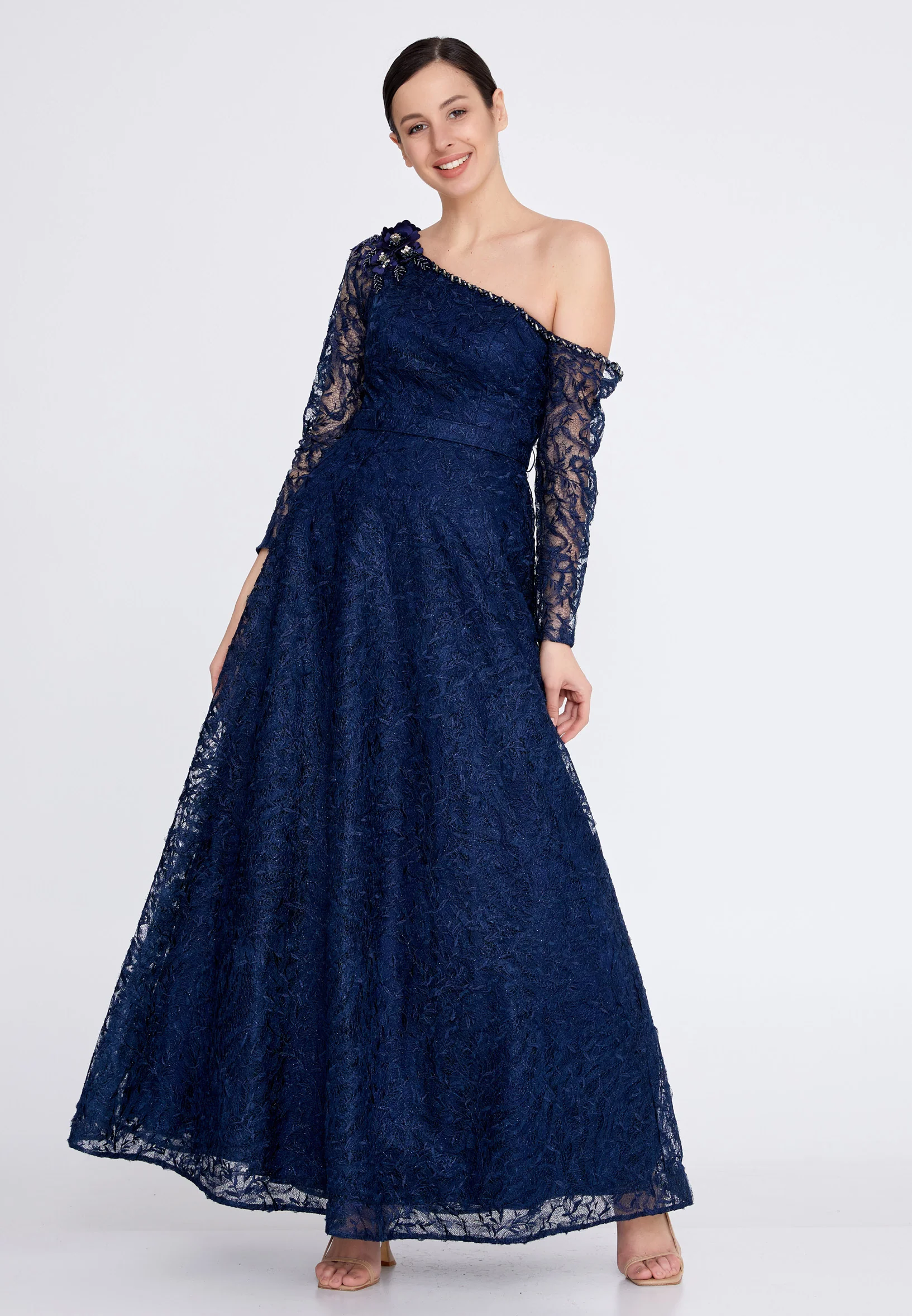 Long Sleeve Maxi Lace A - Line Regular Prom Dress bql2320 - Image 9