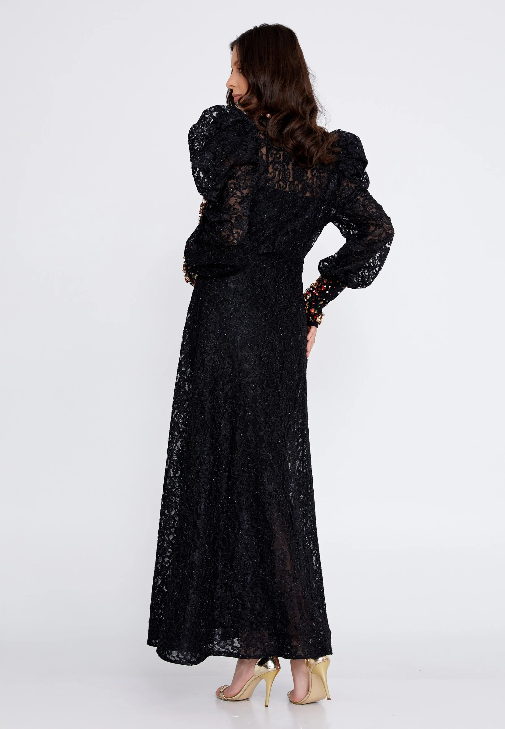 Long Sleeve Maxi Lace A - Line Regular Prom Dress crm5506 - Image 2