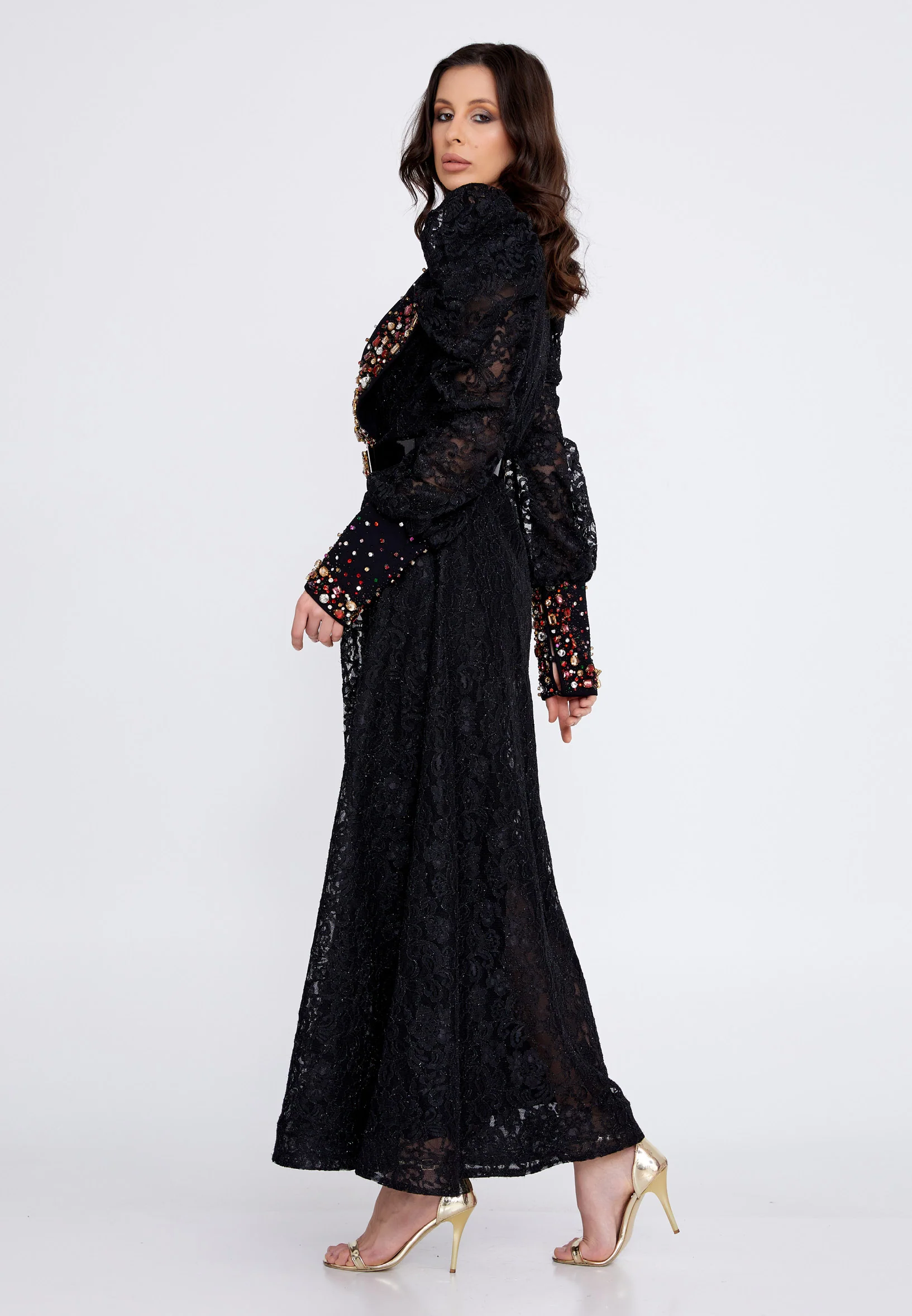 Long Sleeve Maxi Lace A - Line Regular Prom Dress crm5506 - Image 3
