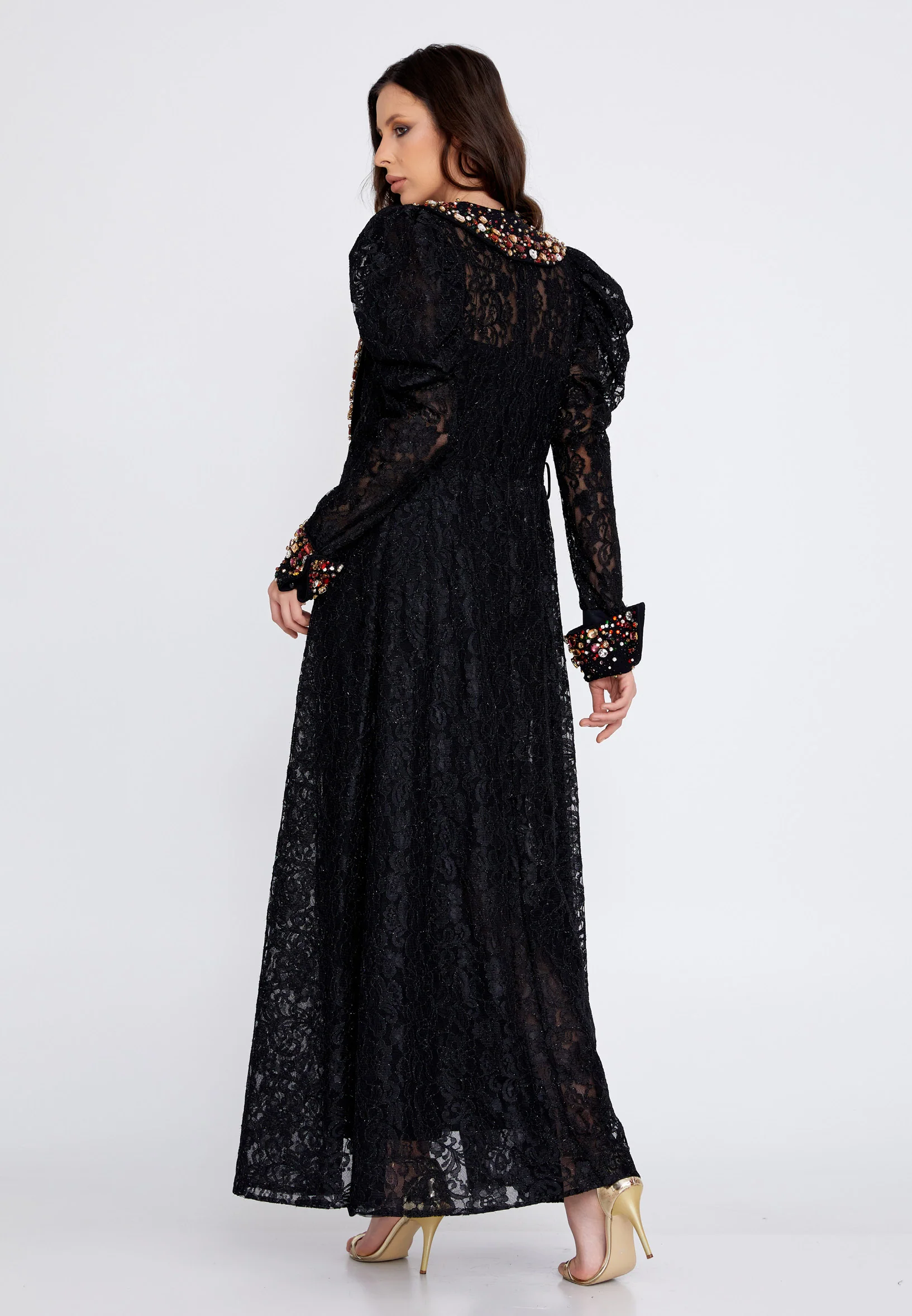 Long Sleeve Maxi Lace Column Regular Prom Dress crm5507 - Image 2