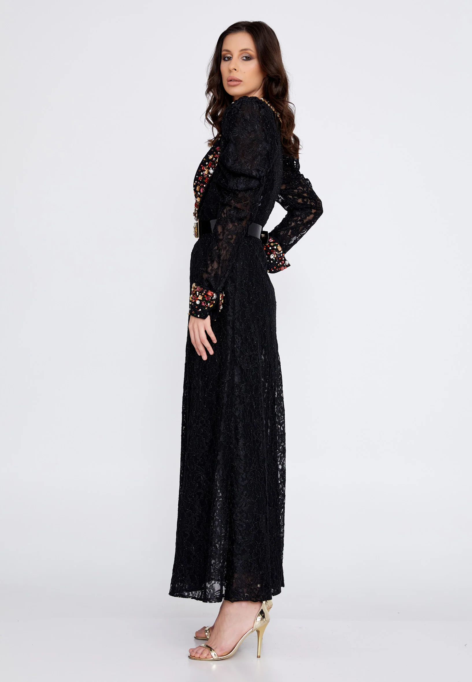 Long Sleeve Maxi Lace Column Regular Prom Dress crm5507 - Image 3