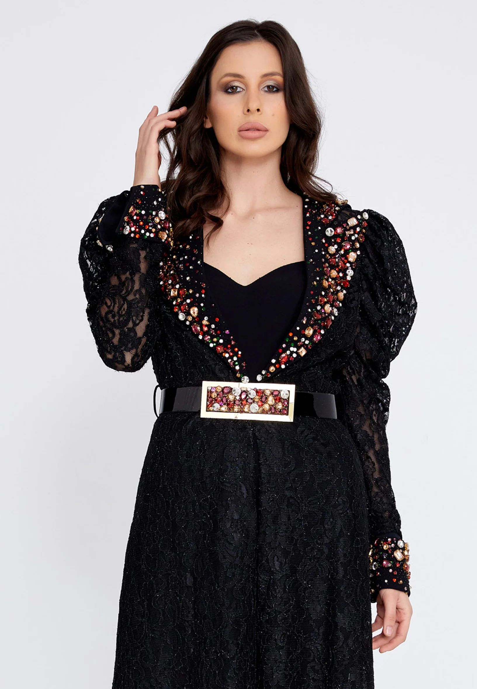Long Sleeve Maxi Lace Column Regular Prom Dress crm5507 - Image 4