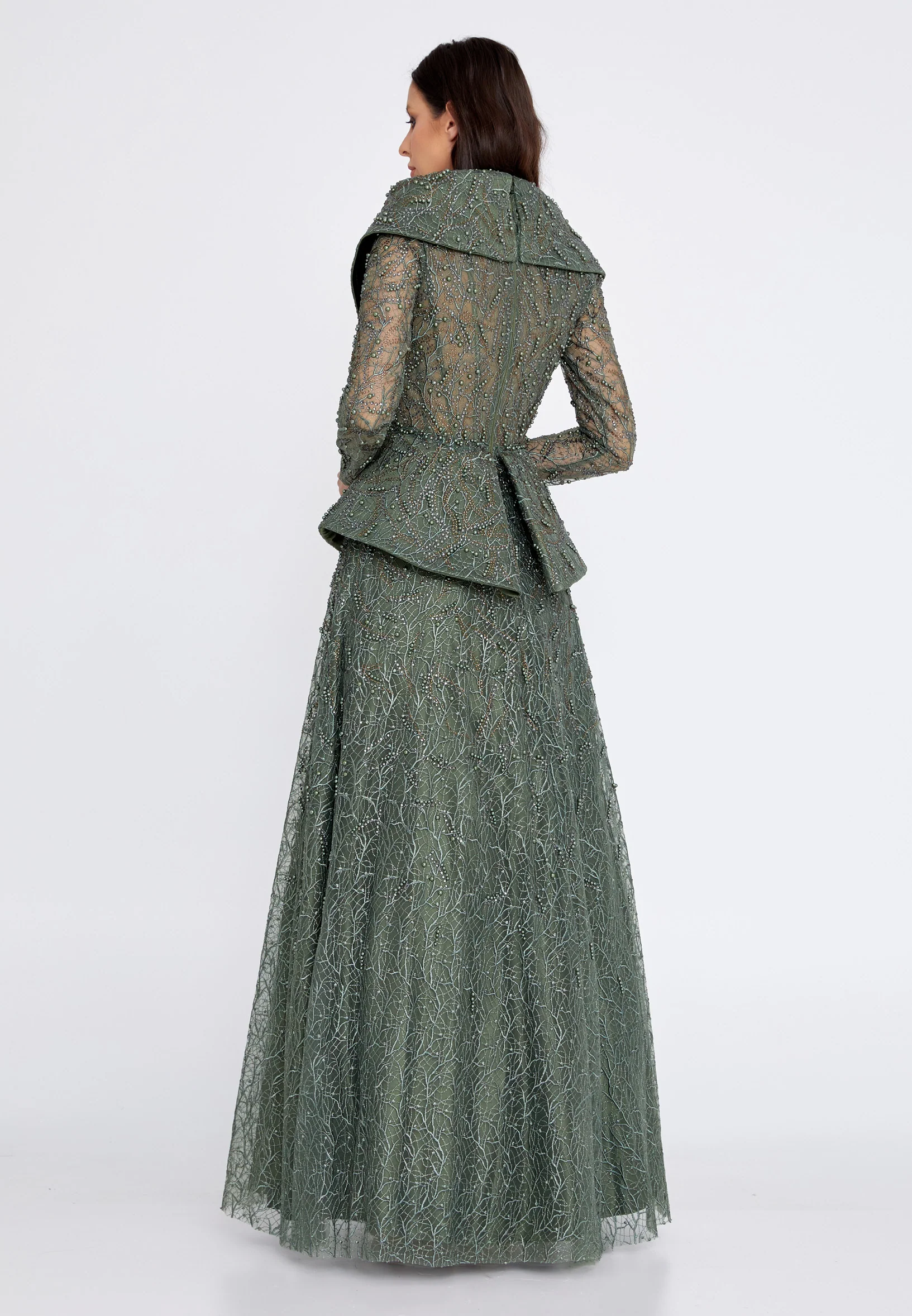 Long Sleeve Maxi Lace Gown Regular Prom Dress knz3094 - Image 10