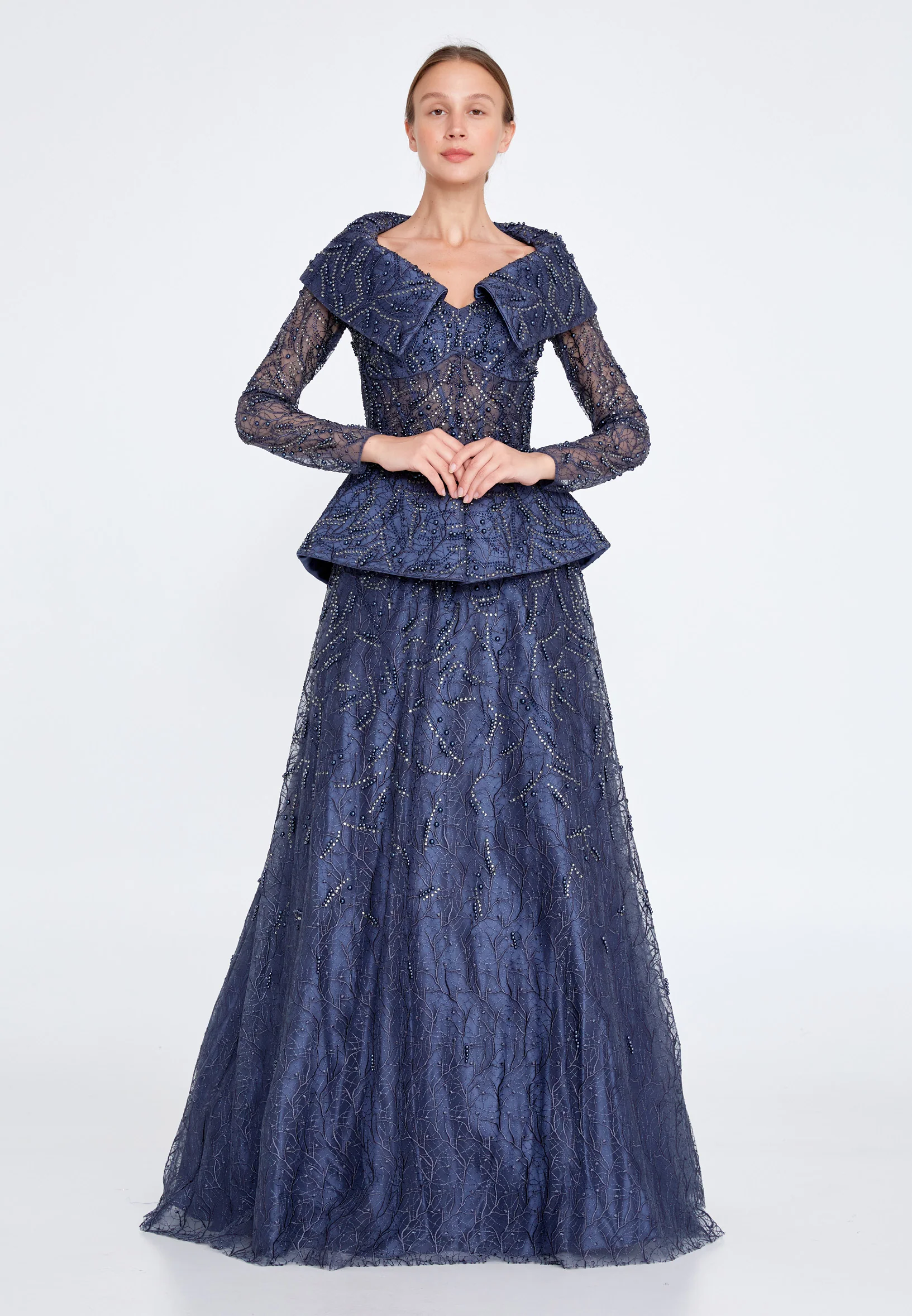 Long Sleeve Maxi Lace Gown Regular Prom Dress knz3094 - Image 13